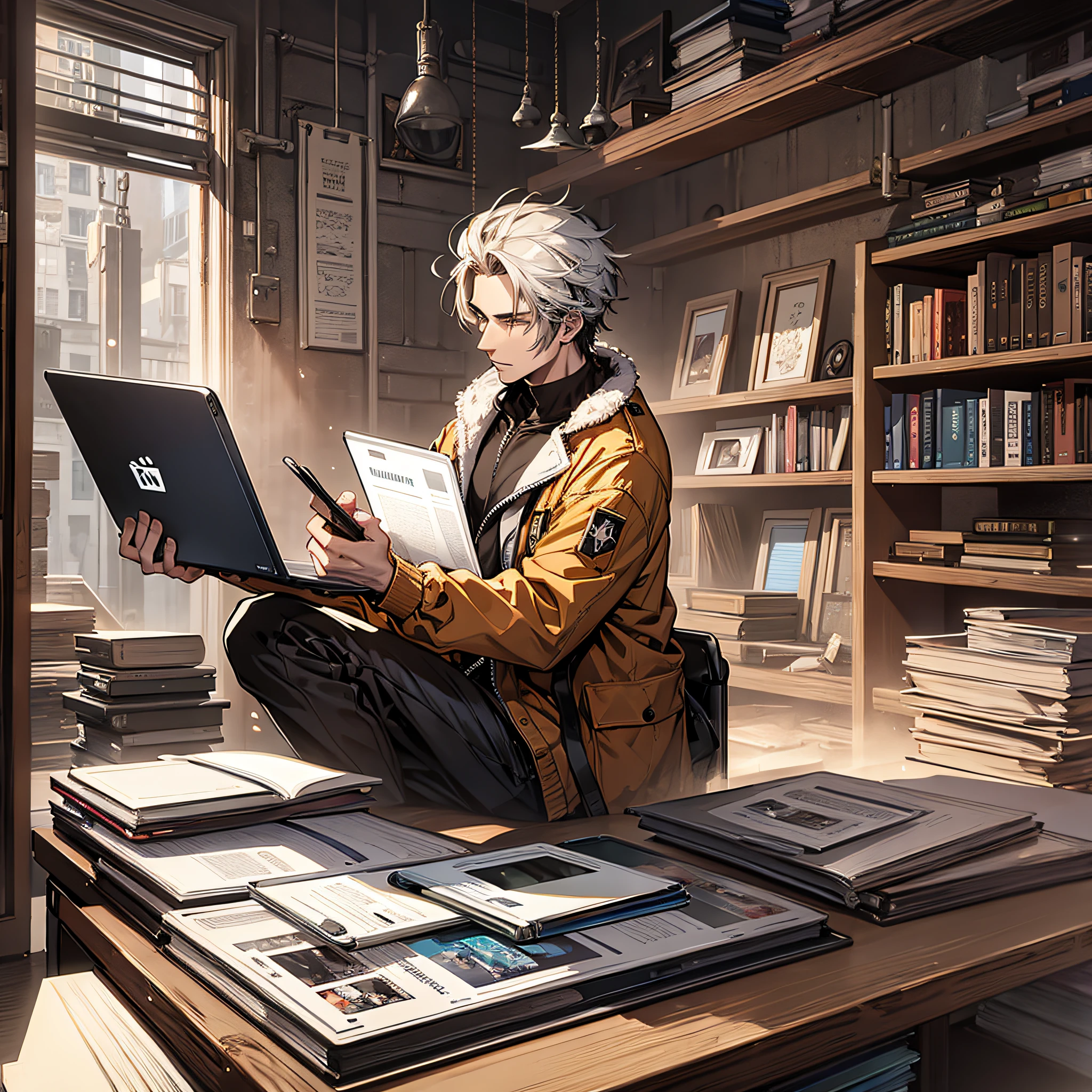 Man holding an impressed ebook --auto --s2