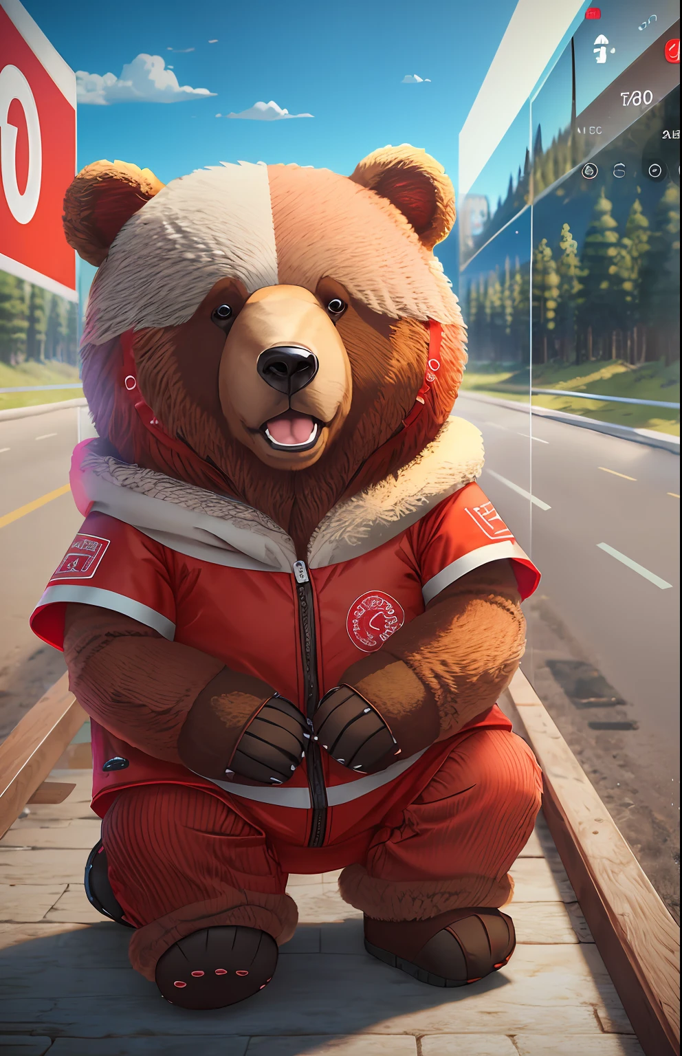 cute bear clothes,red,center of screen,8k,ultra quality, extreme realism. --auto --s2