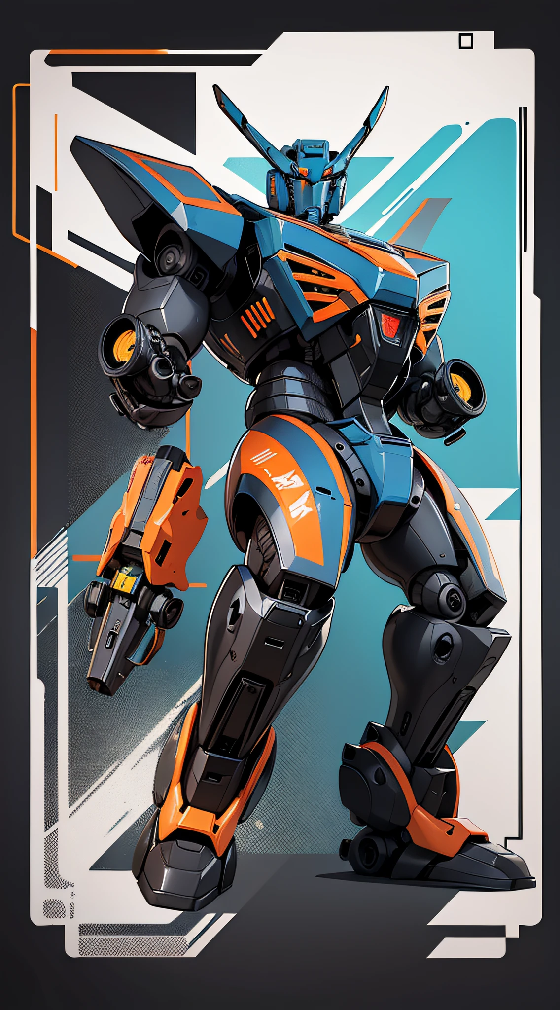 Mini cute Robot (xmech robot:1.4), tattoo, irezumi, (facing viewer:1.2), full body, looking away, Style-Lab, (inside workshop:1.2), Vector art, Vivid colors, Clean lines, Sharp edges, Minimalist, Precise geometry, Simplistic, Smooth curves, Bold outlines, Crisp shapes, Flat colors, Illustration art piece, High contrast shadows, Technical illustration, Graphic design, Vector graphics, High contrast, Precision artwork, Linear compositions, Scalable artwork, Digital art,