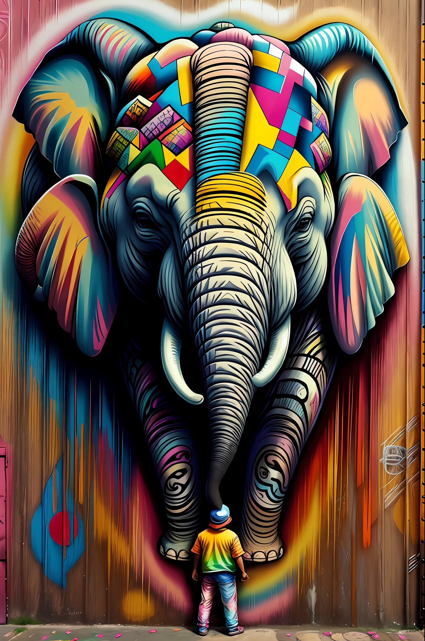 (Elephant), Eduardo Kobra padding ,wall PORTRAIT geometric multidimensional, art, chibi,
yang08k, beautiful, colorful,
masterpieces, top quality, best quality, official art, beautiful and aesthetic,
