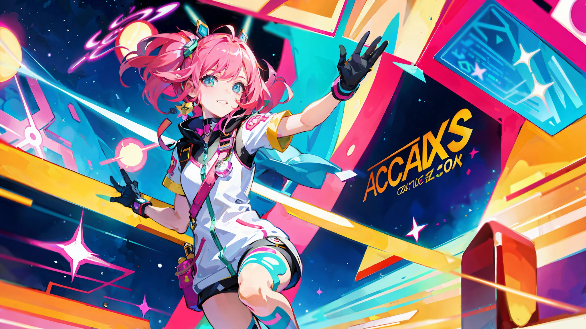 a cartoon image of a girl in a space suit riding a skateboard, macross delta splash art, official artwork, promo art, decora inspired illustrations, macross delta, dreamy psychedelic anime, promotional art, macross frontier splash art, android heroine, nanogirlv 2, official illustration, lofi girl, official artwork hdr, high detailed official artwork