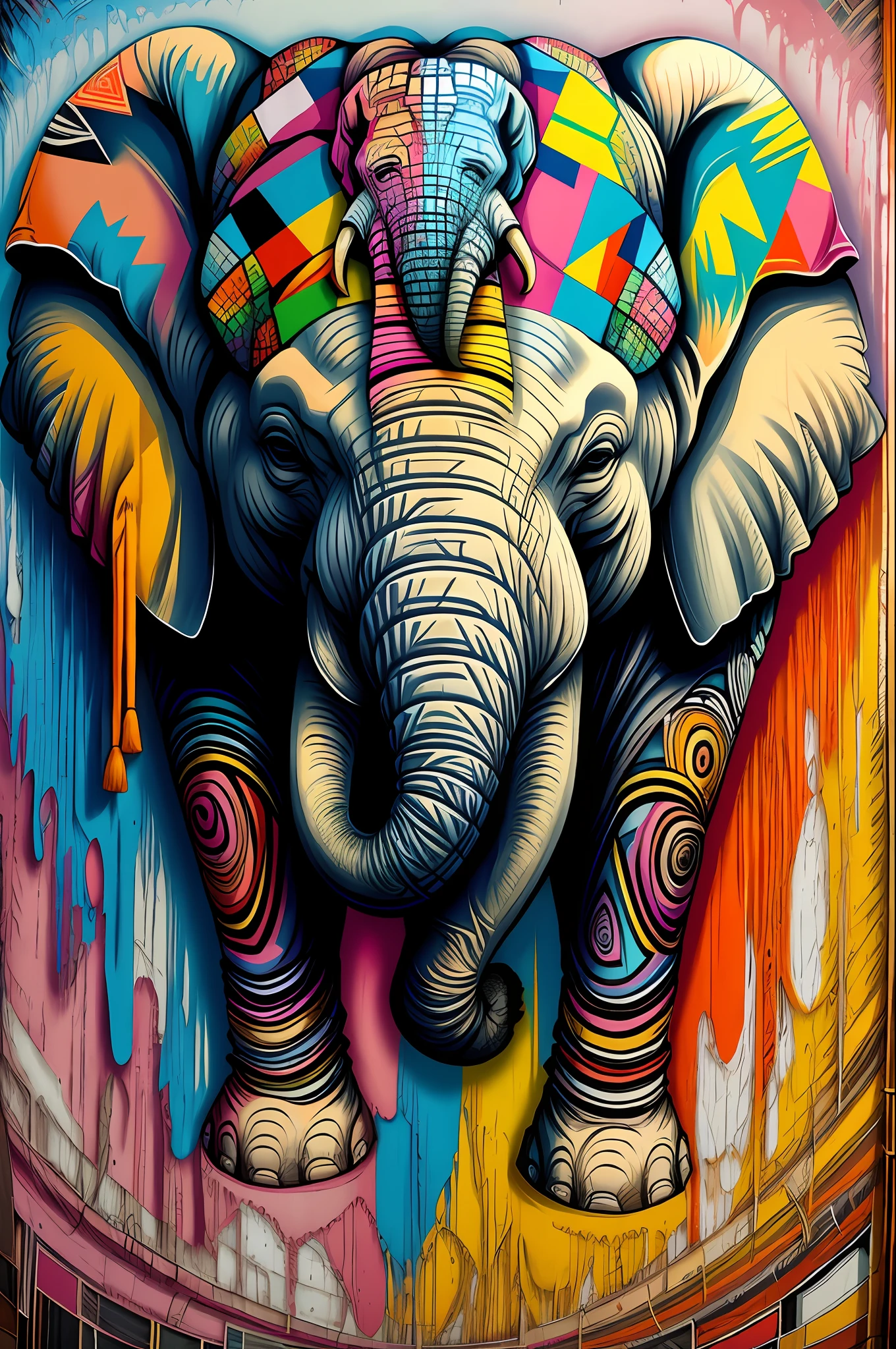 (elephant), Eduardo Kobra padding ,wall PORTRAIT geometric multidimensional, art, chibi,
yang08k, beautiful, colorful,
masterpieces, top quality, best quality, official art, beautiful and aesthetic,