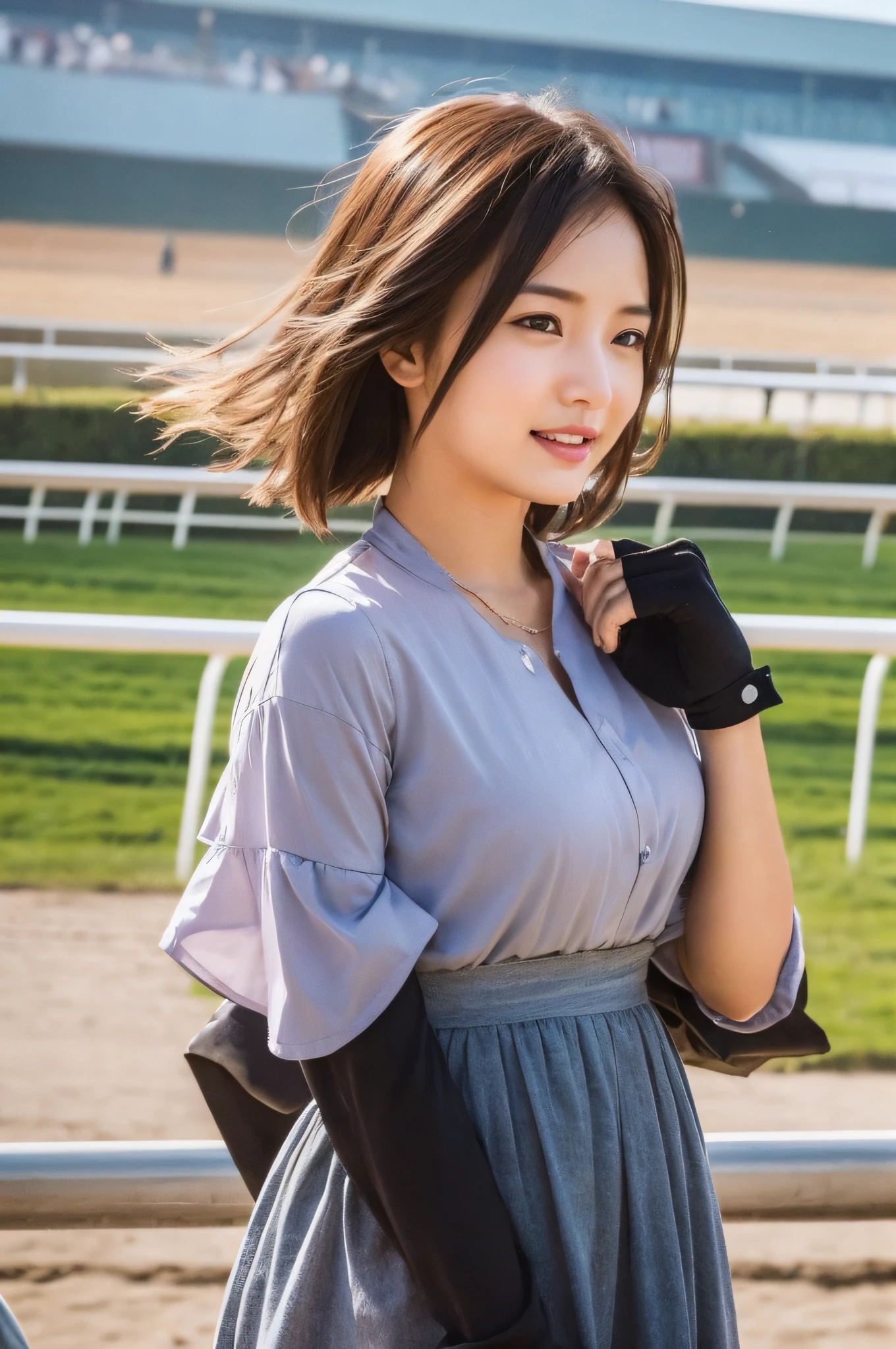 Girl watching a racehorse