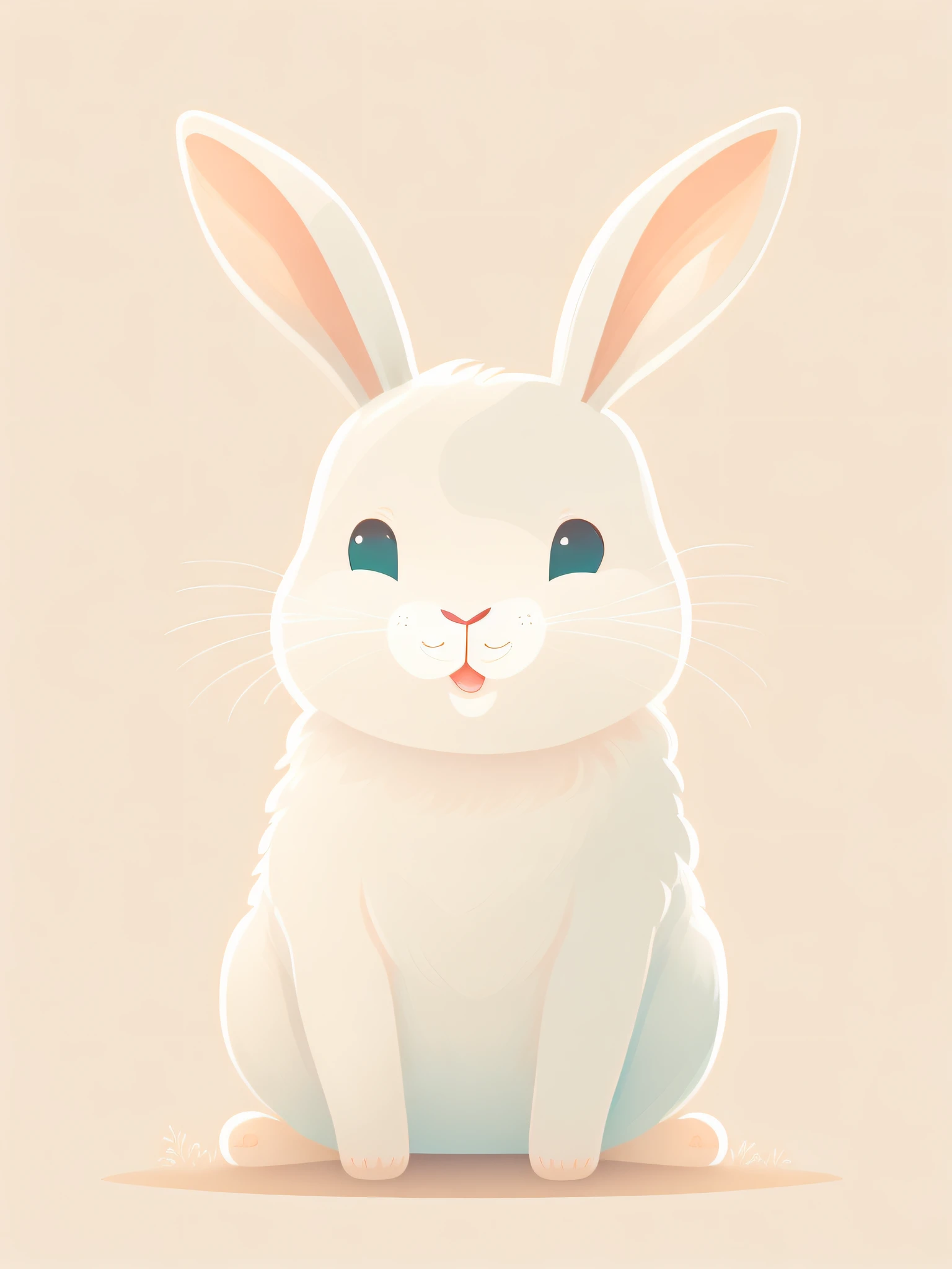 a rabbit, white, smiling, children's book illustration style, high quality, friendly face.