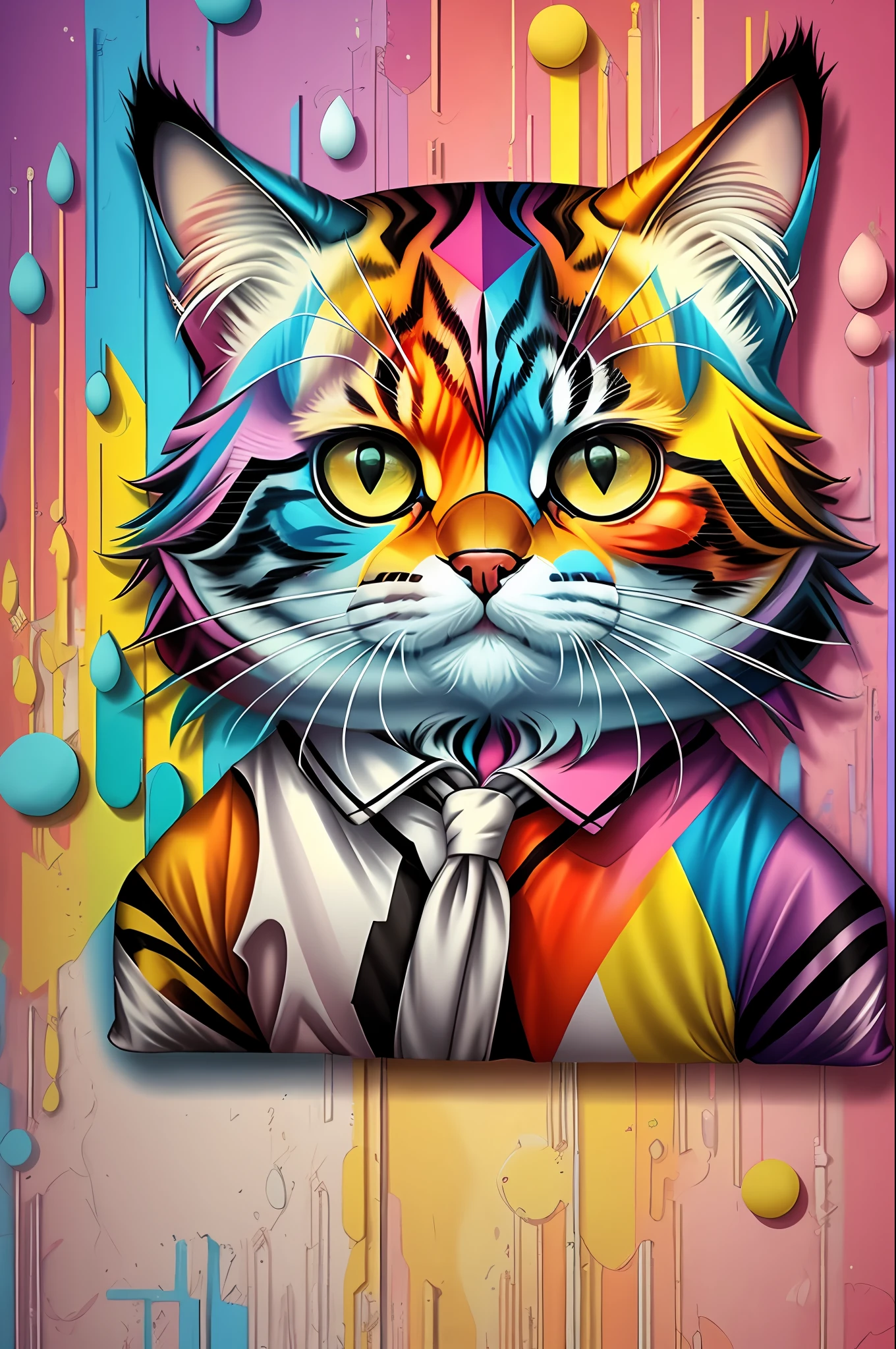 (Cat), Eduardo Kobra padding ,wall PORTRAIT geometric multidimensional, art, chibi,
yang08k, beautiful, colorful,
masterpieces, top quality, best quality, official art, beautiful and aesthetic,