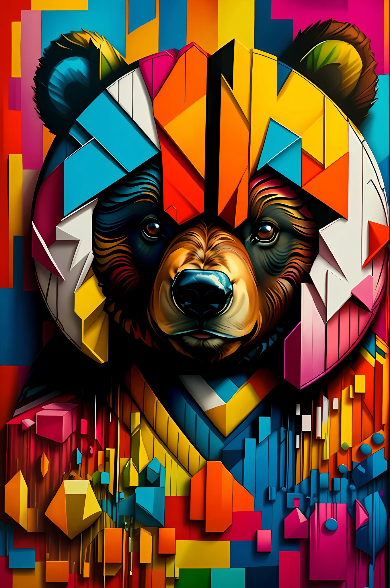 (bear), Eduardo Kobra padding ,wall PORTRAIT geometric multidimensional, art, chibi,
yang08k, beautiful, colorful,
masterpieces, top quality, best quality, official art, beautiful and aesthetic,