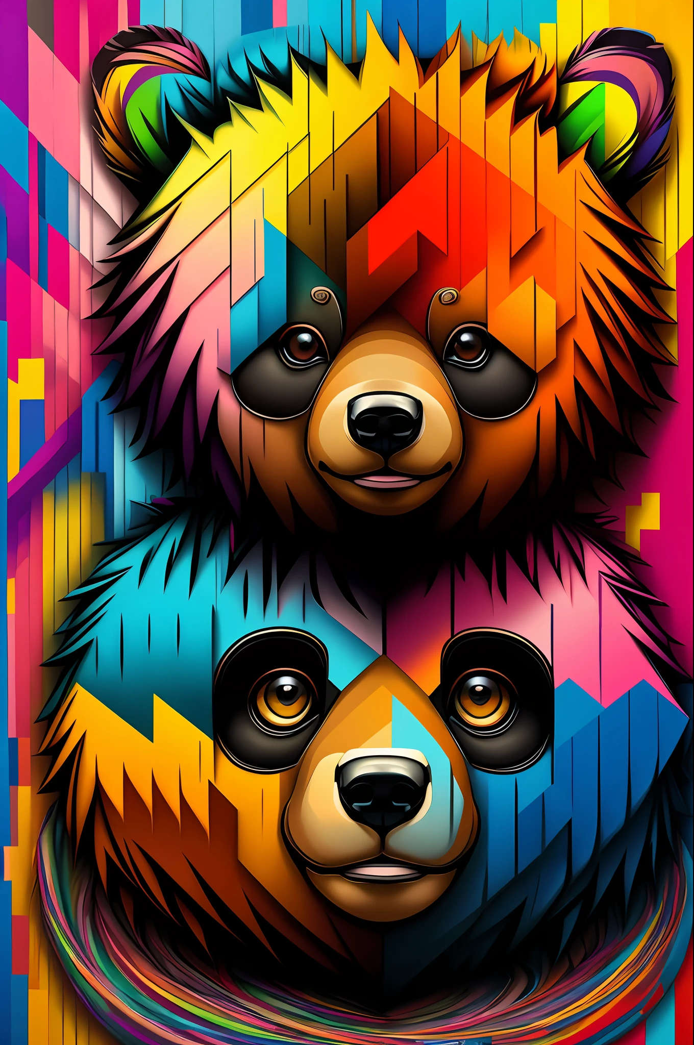 (bear), Eduardo Kobra padding ,wall PORTRAIT geometric multidimensional, art, chibi,
yang08k, beautiful, colorful,
masterpieces, top quality, best quality, official art, beautiful and aesthetic,