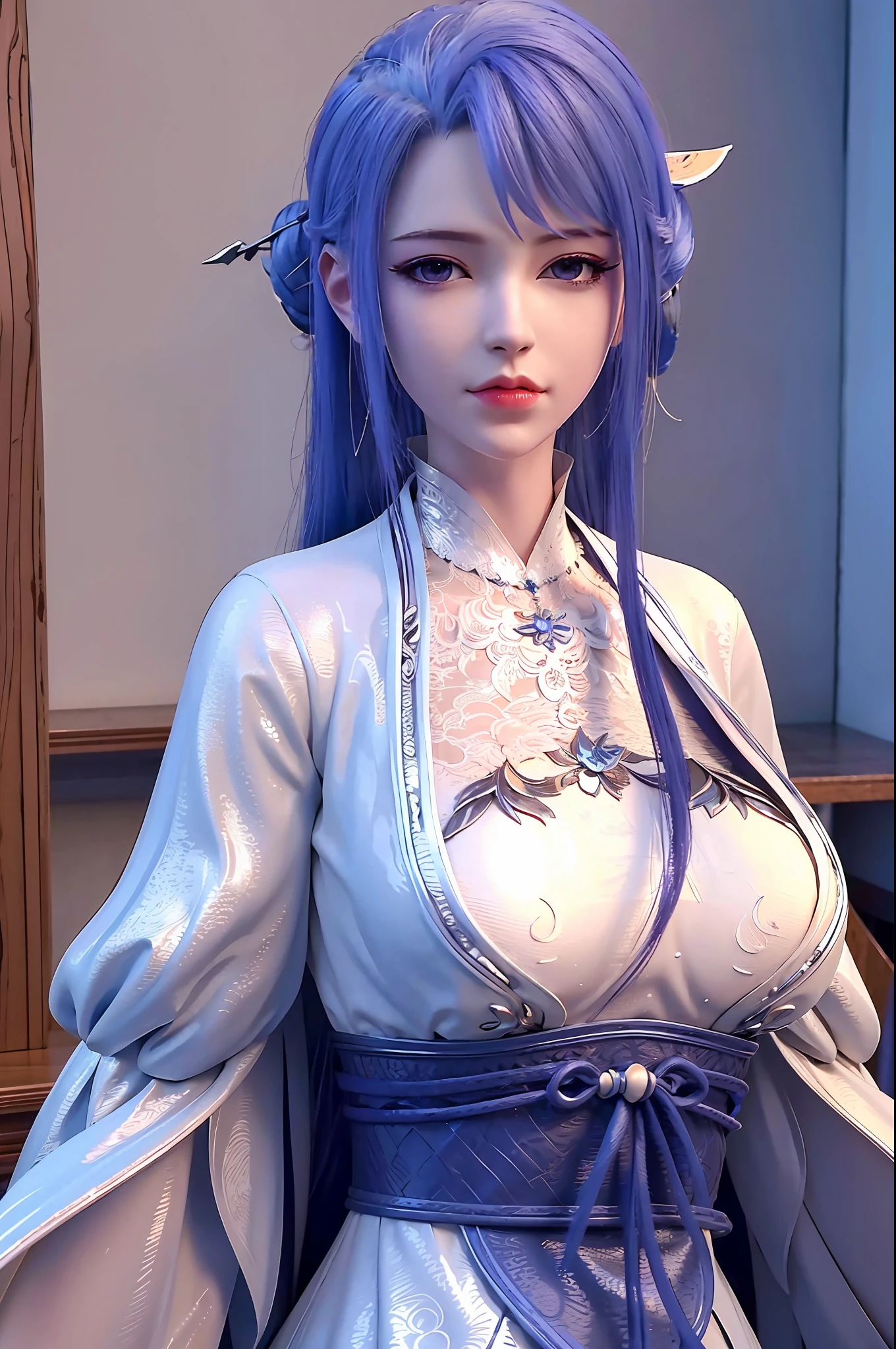 qiuyuehua,Wide-sleeved fairy dress,hanfu,RAW photo,highres, absurdres, game cg, 3d, official wallpaper, incredibly absurdres, video game cover, huge filesize, wallpaper, best quality, masterpiece