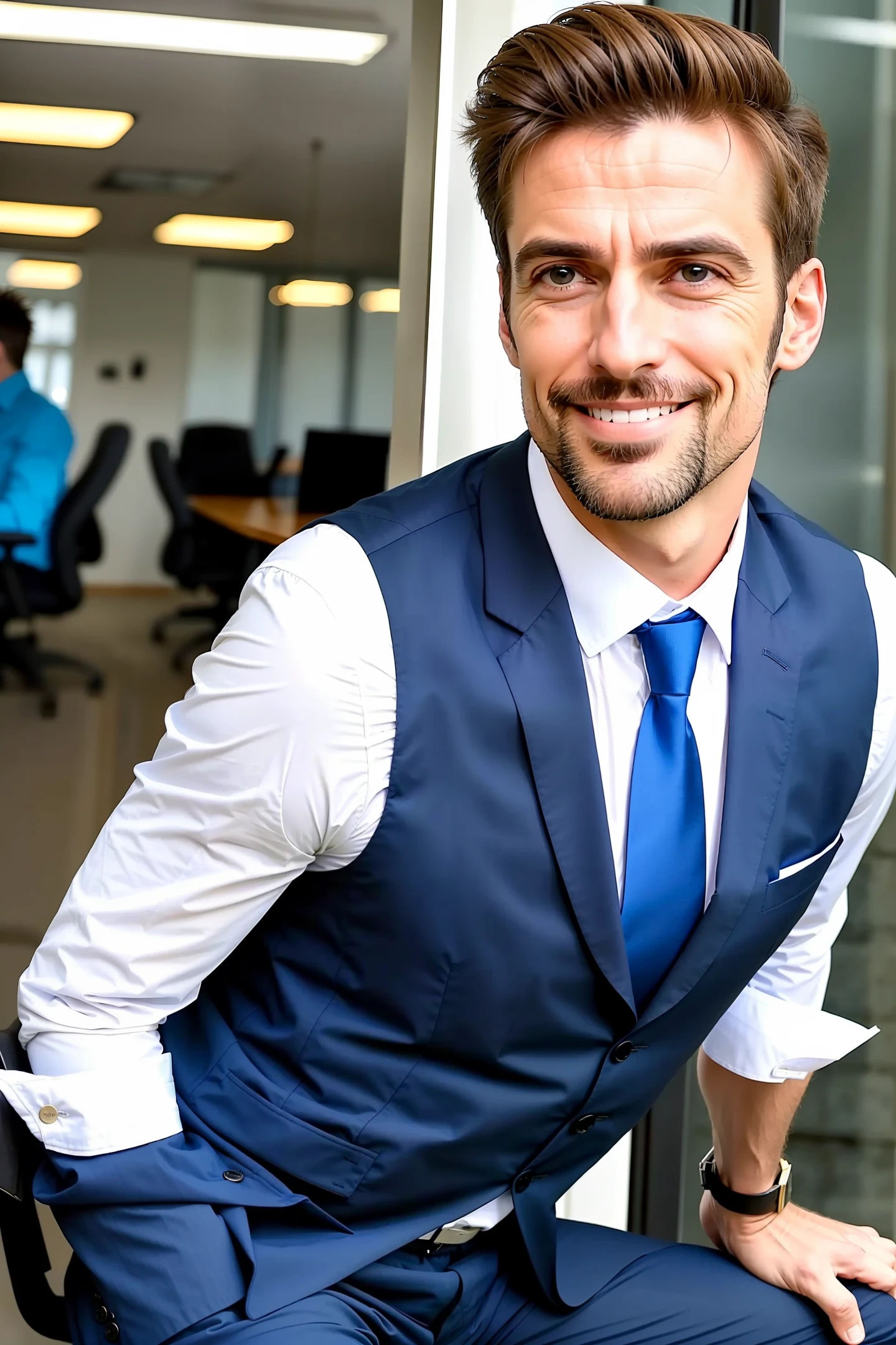 Man with 35 years handsome in a company