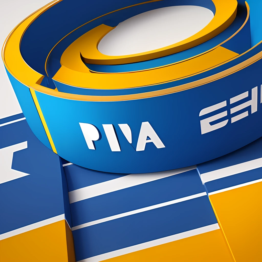 (logo concept 1.2), (((PIVA))), hD, white background, blue and yellow logo, semi-round and full text, 2d logo, brand logo, store logo, UHD, 8K.