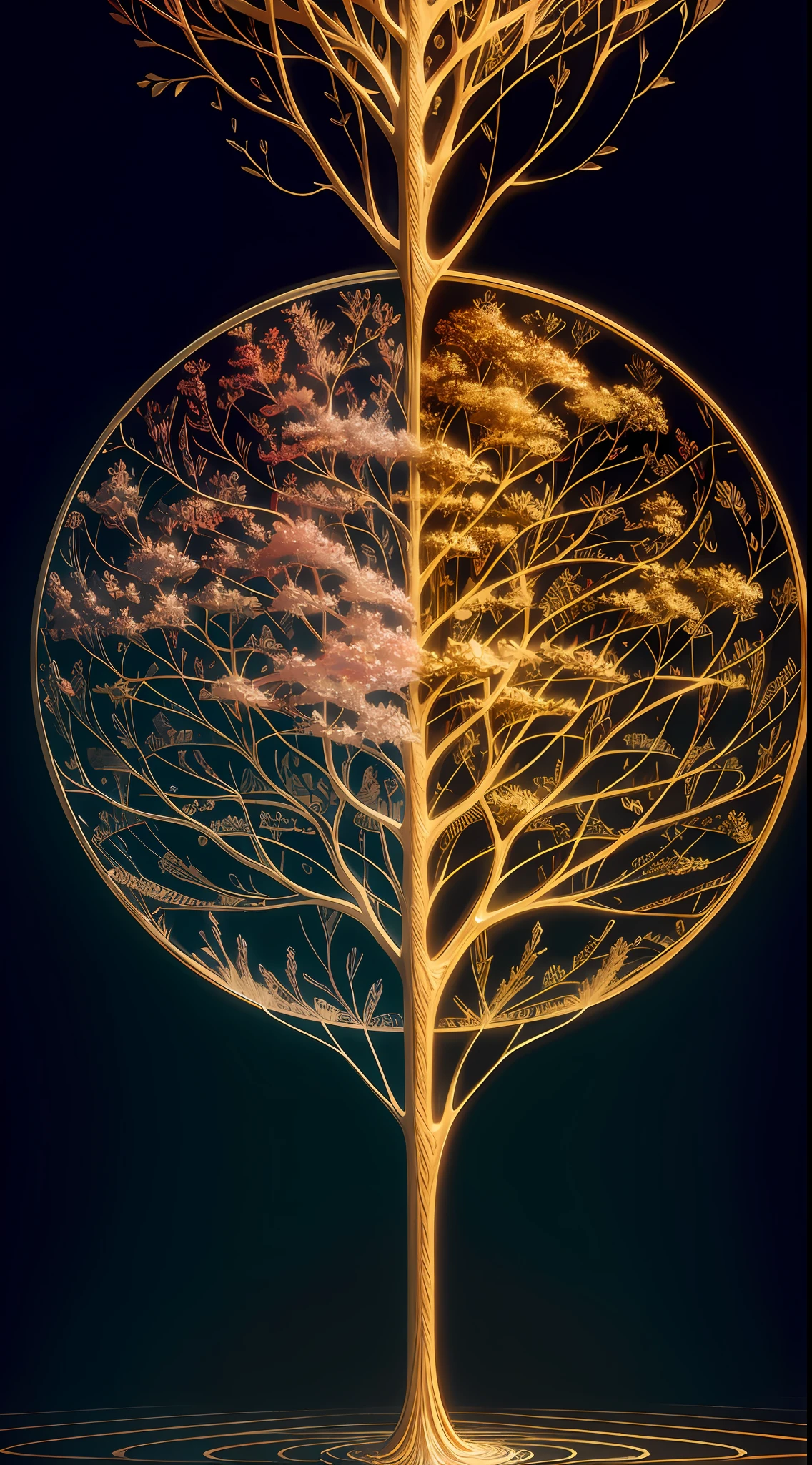 Beautiful symmetrical full body photo painted in oil with thick brushstrokes and wet paint, Fibonacci, golden ratio, melted wax, visible brushstrokes, surrounded by crystal spheres, 3D tessellation wireframe, neural graphic, neurons, tree of life, color, love, passion, oil on canvas, thick brushstrokes, insanely detailed, 8k uhd, masterpiece, artstation, surreal