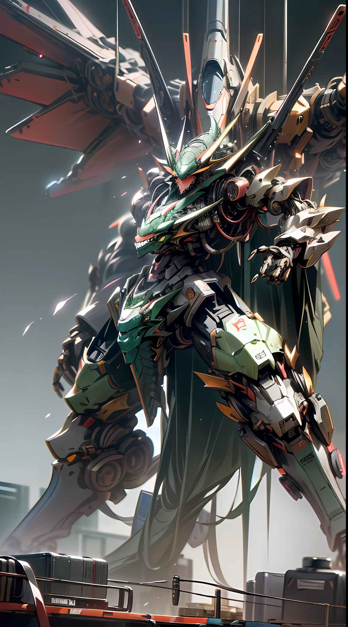 ((Mecha Dragon + Sci-Fi Dragon + Cyberpunk)), (Perfect Details + Ultimate Art), (Complex Mechanical Design + Film and Television + 8K)