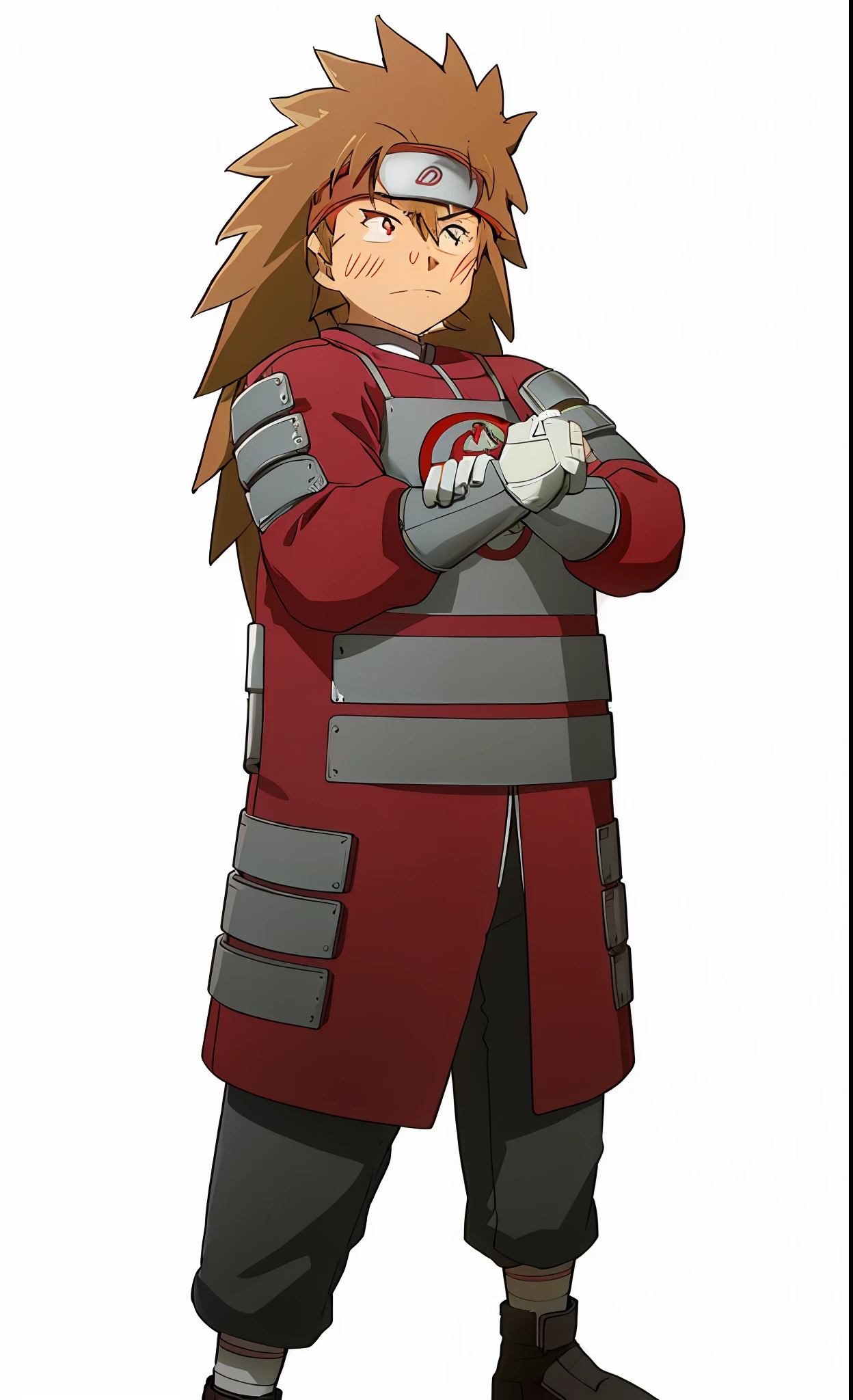 a cartoon of a man in a red outfit with a sword, itatchi uchiha, tanjiro kamado, tsukasa dokite, sakura haruno, akihiko yoshida!, haruno sakura, sakura haruno in slug sage mode, inspired by Kamisaka Sekka, masakazu katsura, by naruto, akiyuki shinbou, black skin, dark skin, dreadlocks, afro --auto --s2