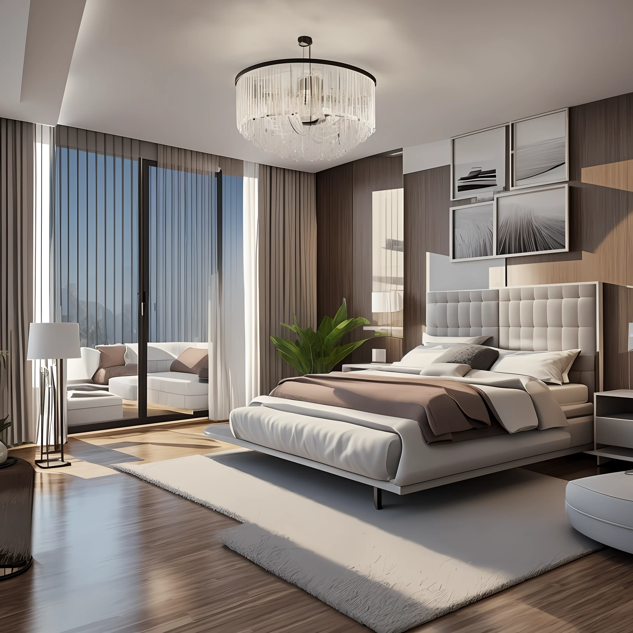 modern style bedroom, photorealistic, 8k --auto --s2