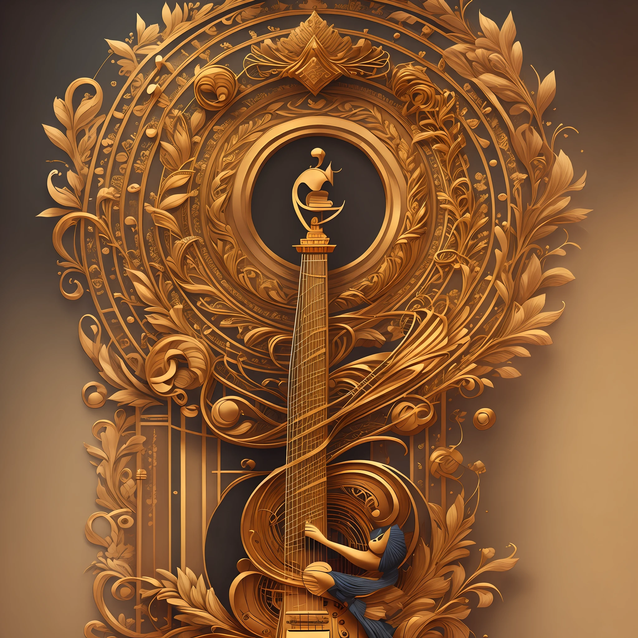 A logo that combines musical elements, such as musical notes or a score, with the company name "R Rodrigues" --auto --s2