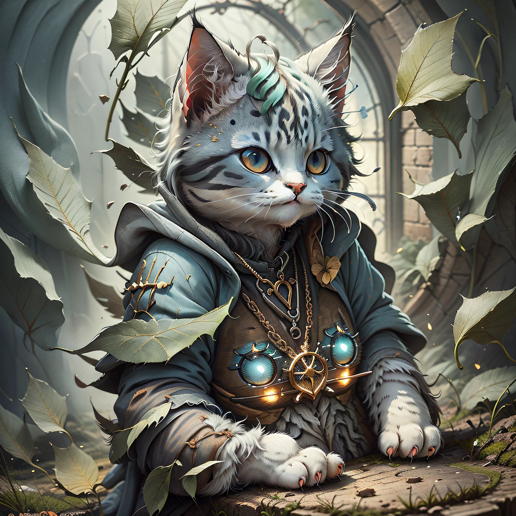 Priest cat, cute detailed digital art, adorable digital painting, matte fantasy painting, cute, realistic fantasy illustration, hyperrealistic fantasy art, beautiful digital art, beautiful detailed art, Magali Villeneuve graphic artist, realistic fantasy art, highly detailed 4k digital art, 2D detailed digital fantasy art, Behance fantasy art