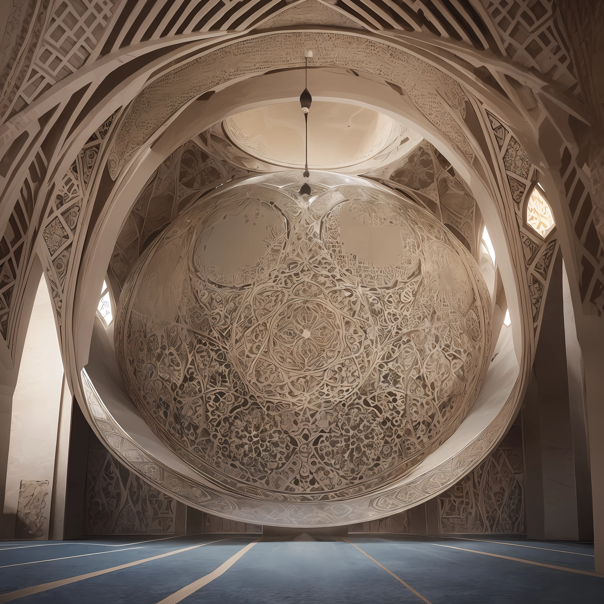 Futuristic Islamic architecture design of cave architecture concept art on desert oasis, islamic architecture, proportional,detailed, cave architecture nature meets futuristic architecture by Toyo Ito ,residential area, futuristic development, high rise balconies, full of rock and glass facades, residential spaces carved from cliff side ,trending on artstation, beautiful lighting,In the style of Arabic calligraphy masterpiece, fantasy, intricate, award winning, 4k, highest quality render --auto --s2