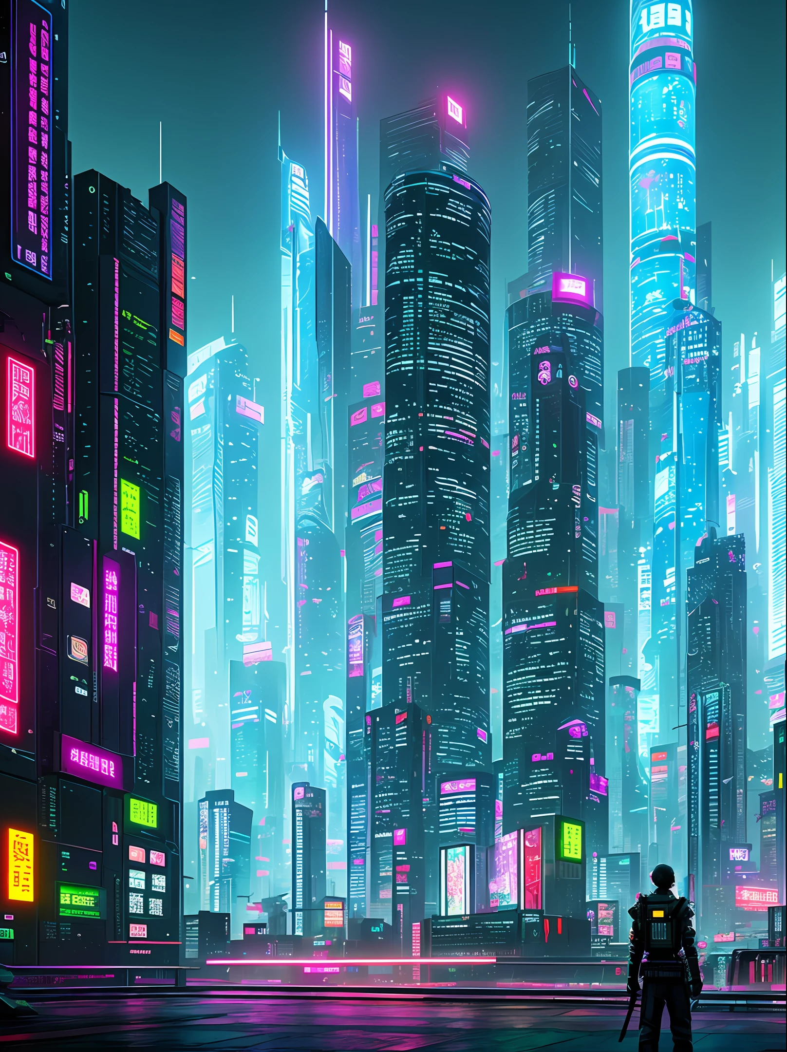 Cyberpunk style, HD rendering, movie rendering, Chinese style and landscape
