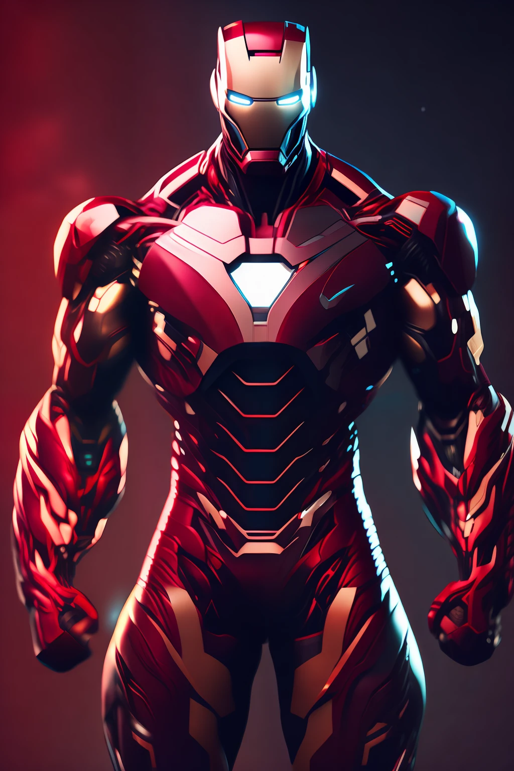 Iron Man Bodybuilder, Cyberpunk, 8k.