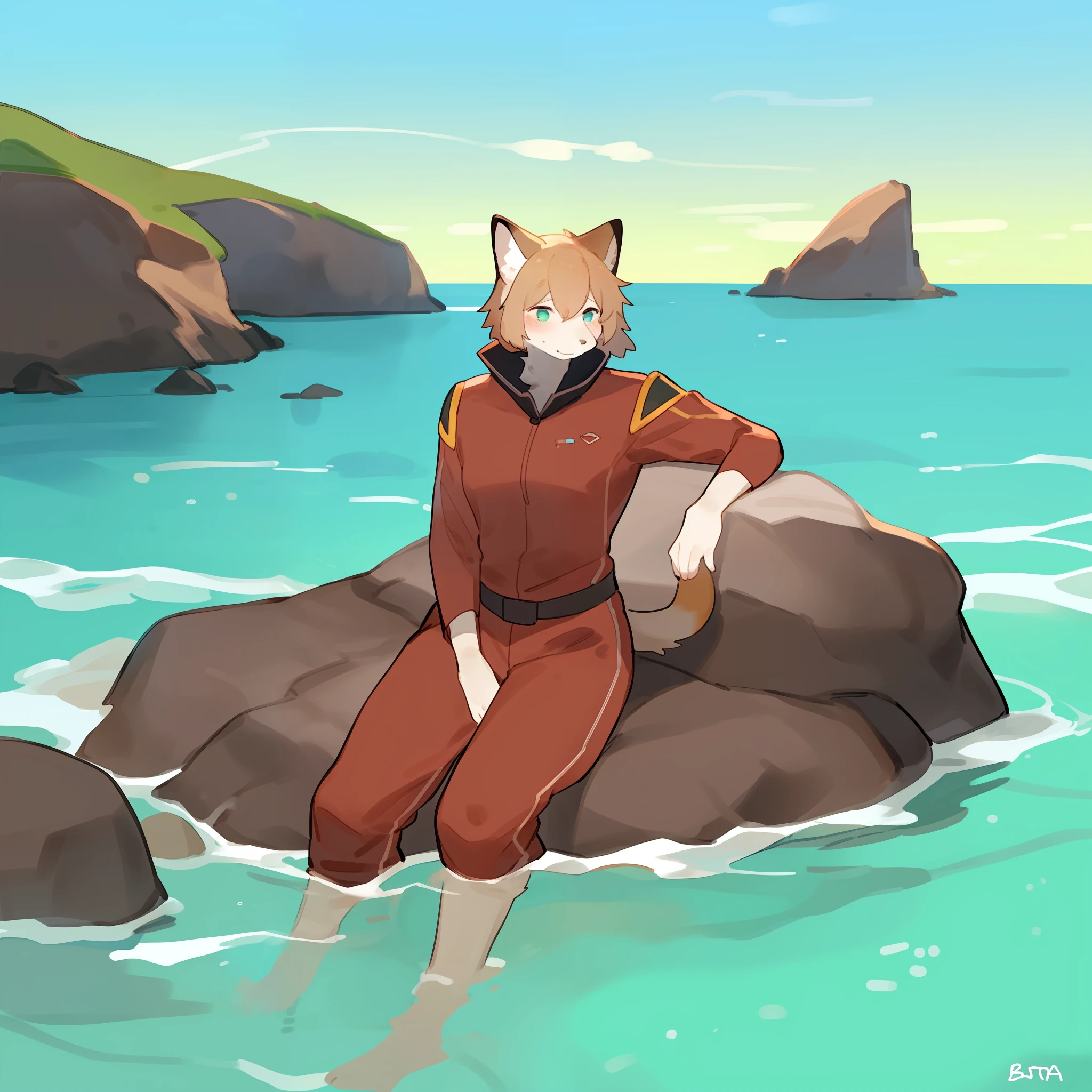 White fur, hand, detailed hand, five fingers, normal hand, by bebebebebe, by buta99, holding the end of her tail