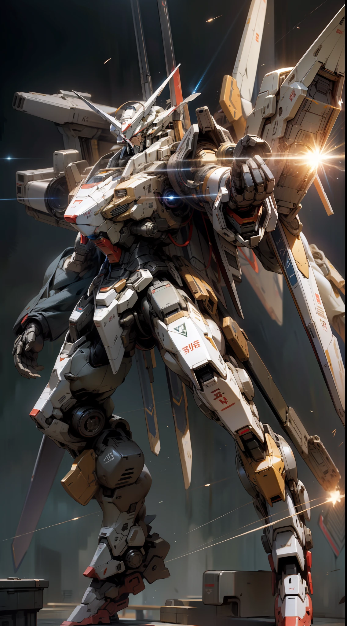 Surrealism, Ray Tracing, Photorealistic, UHD, High Detail, 32k, Best Quality, Textured Skin, Gundam Mecha, Flight, Funnel, Mecha Ship, Masterpiece, Best Quality, Mecha, Unmanned, (Full Body), (Black Mecha: 1.8), (Axisymmetric: 1.4), (HDR), (Movie Light: 1.1), White Eyes, Cool, Science Fiction, Fire, Universe, oversized shield, mecha man overlooking the background of the earth, with laser cannon beams, wars, conflicts, weapons in hand (has a huge weapon: 1.5),