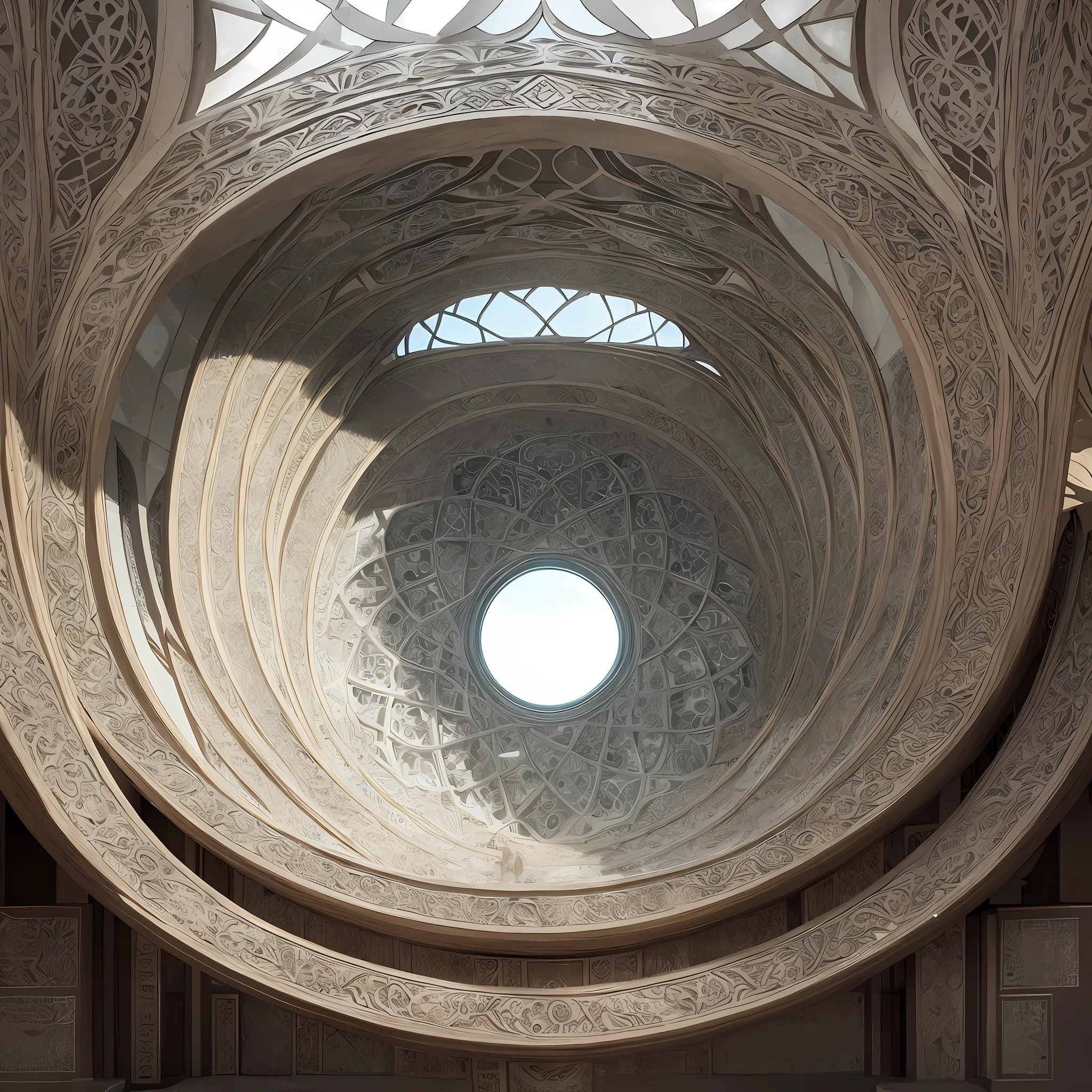 Futuristic Islamic architecture design of cave architecture concept art on desert oasis, islamic architecture, proportional,detailed, cave architecture nature meets futuristic architecture by Toyo Ito ,residential area, futuristic development, high rise balconies, full of rock and glass facades, residential spaces carved from cliff side ,trending on artstation, beautiful lighting,In the style of Arabic calligraphy masterpiece, fantasy, intricate, award winning, 4k, highest quality render --auto --s2