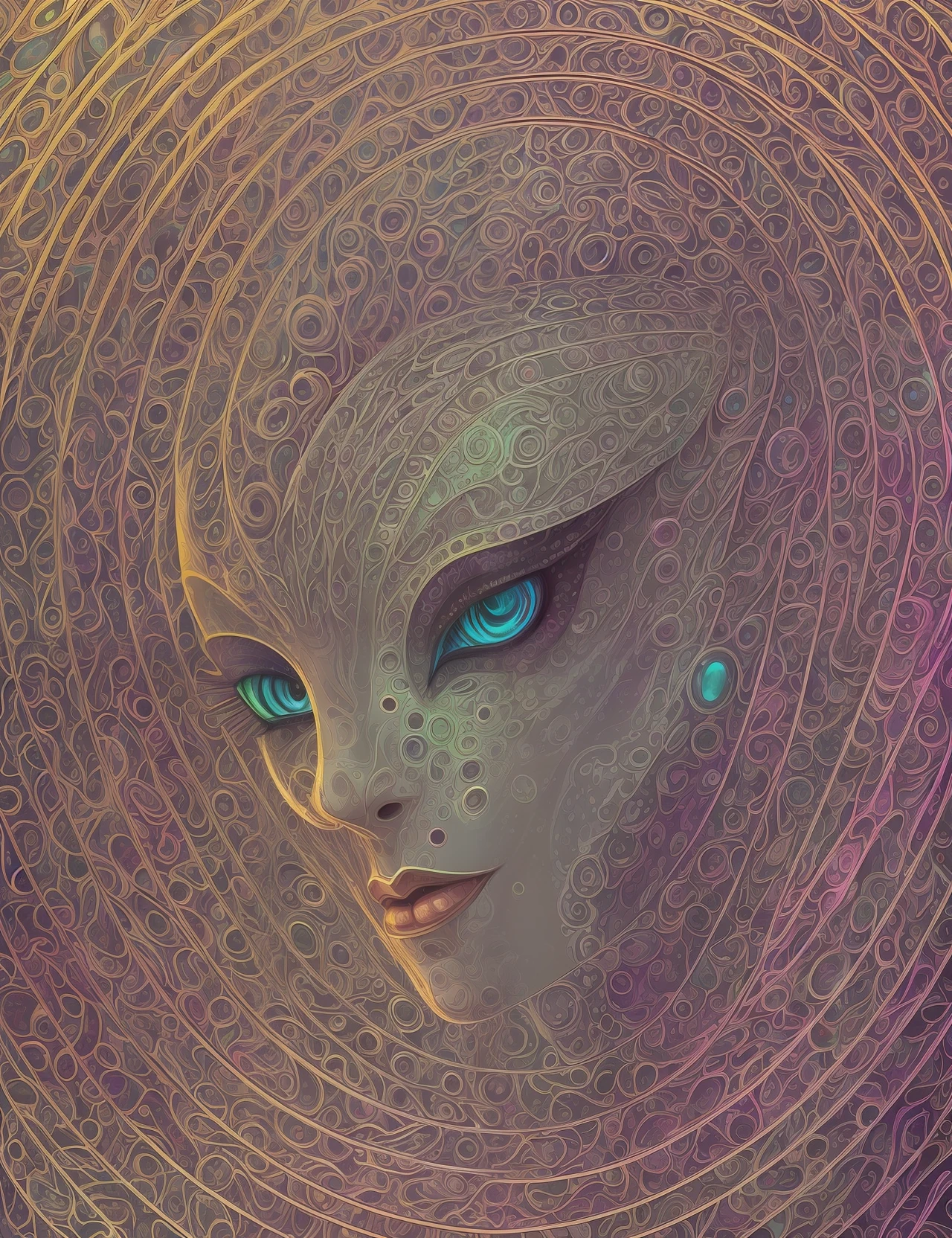 ((Best quality)), an inter-dimensional alien with skin made of multi-colored pearlescent snake scales, holographic, sparkling, mirror effect, Zentangled, by Joe Fenton, by Drew Brophy, t-shirt design, vector art, white background --auto --s2