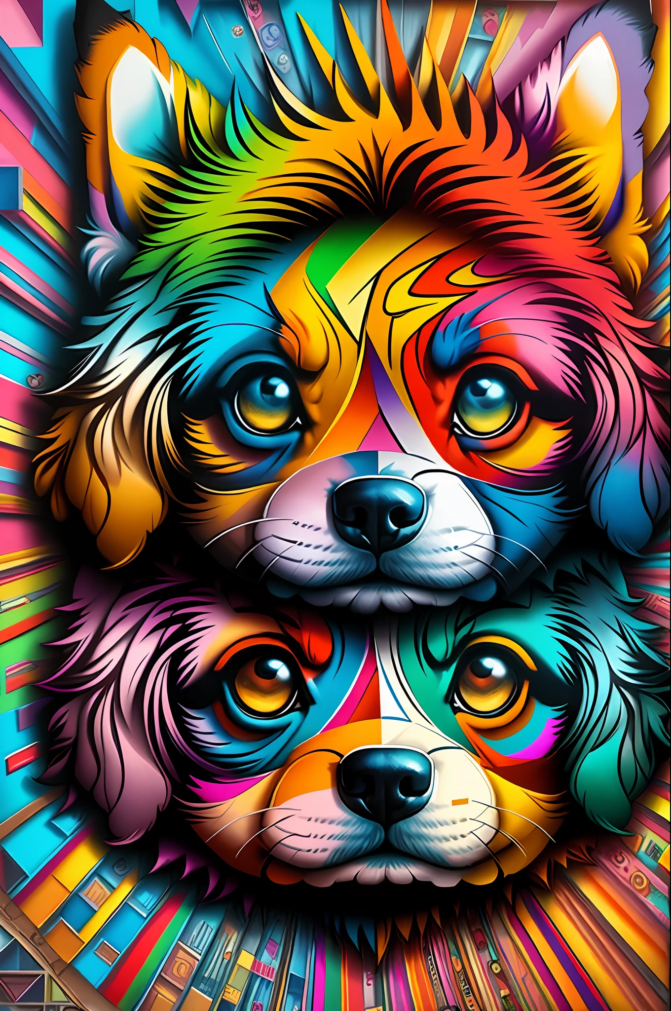 (dog), Eduardo Kobra padding ,wall PORTRAIT geometric multidimensional, art, chibi,
yang08k, beautiful, colorful,
masterpieces, top quality, best quality, official art, beautiful and aesthetic,