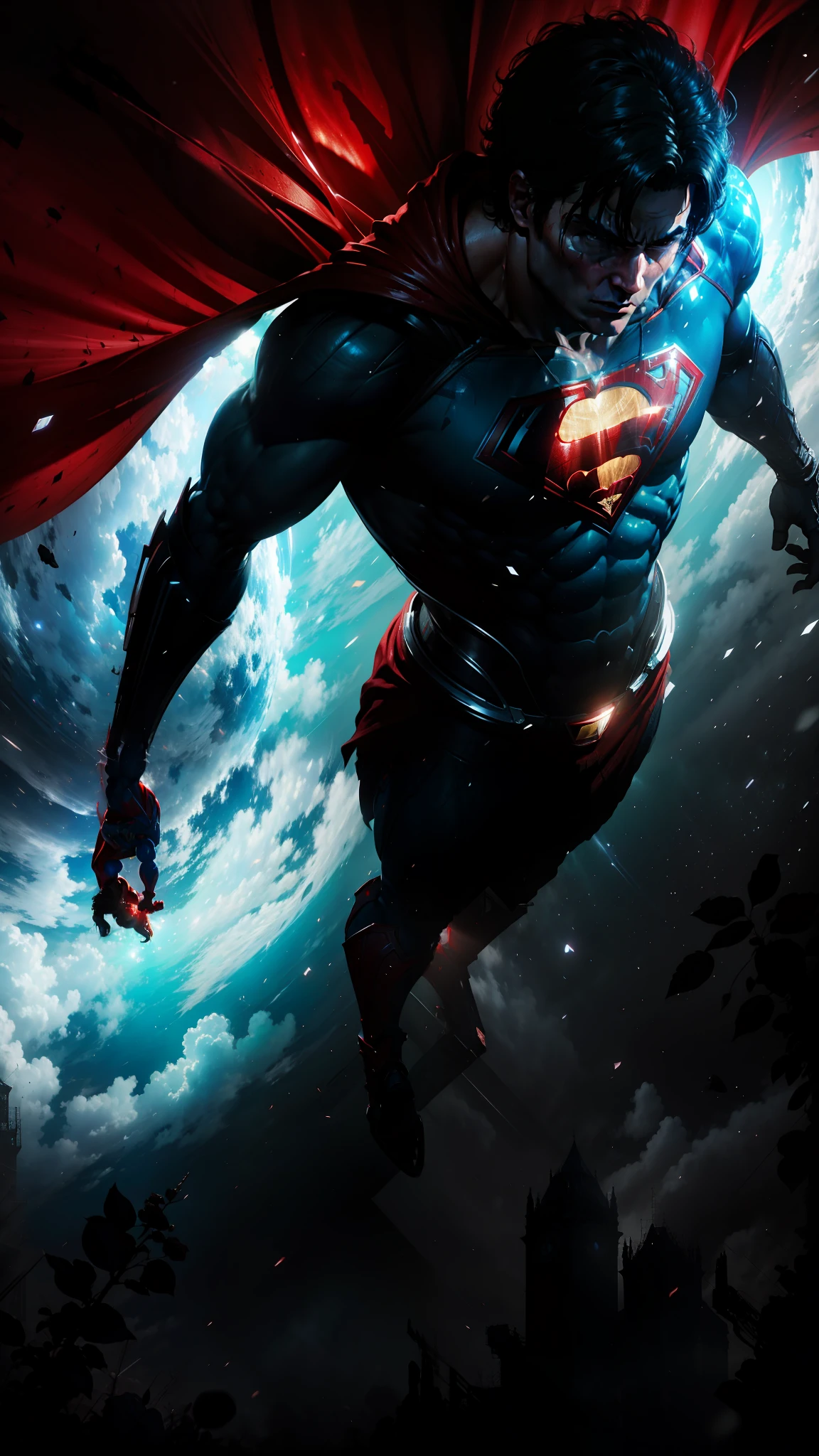 Superman, red cape on the back, unreal engine 5, 8k.