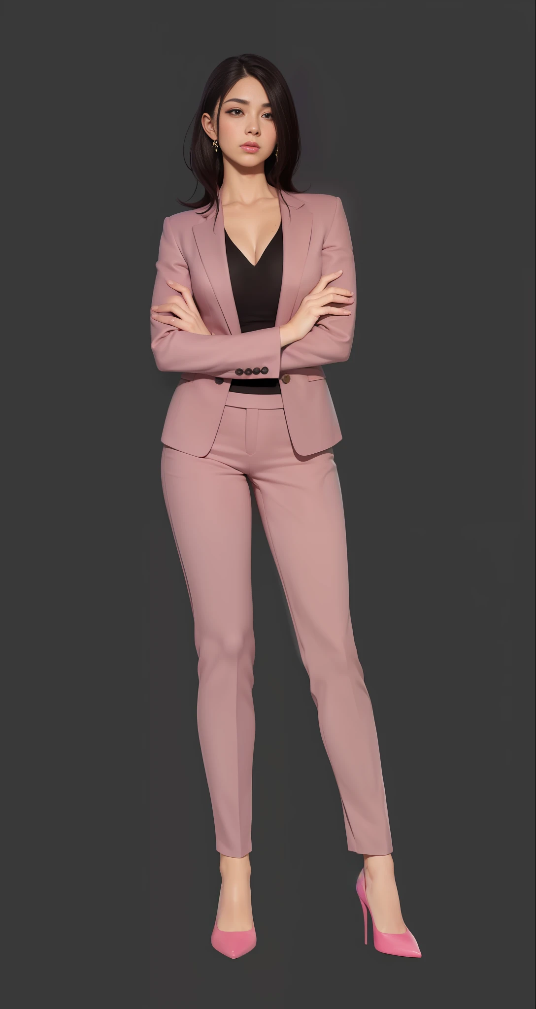 arafed image of a woman in a pink suit and heels, character full body portrait, full body character portrait, full body portrait, stylized portrait formal pose, full body portrait of a short!, fullbody portrait, full-body character portrait, detailed full body portrait, full body concept, full body illustration, unrealistic character concept, full body character