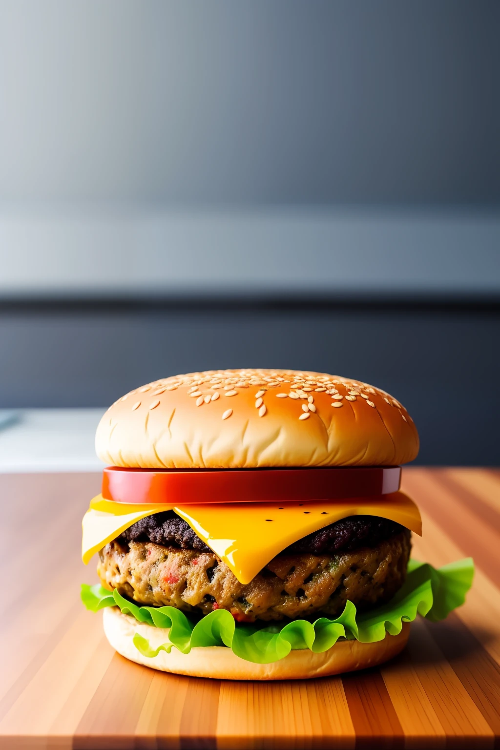Ultra realistic burger on top of countertop