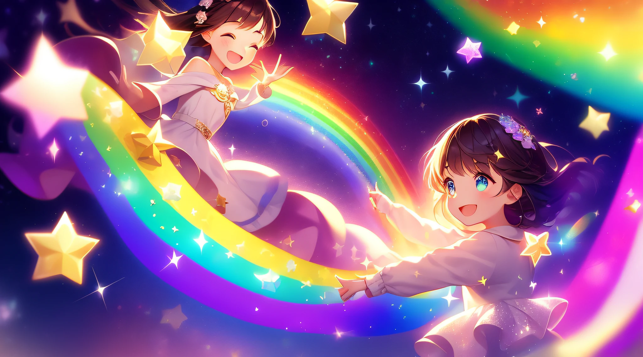 Favorite child, eye, love, eyes with twinkling stars, sparkling heart, dancing, beautiful smile, magic, mysterious worldview, spirituality, rainbow, tenderness, sparkling light, sparkle, fantasy