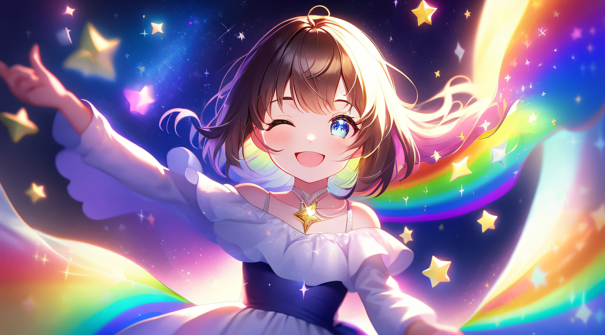 Favorite child, eye, love, eyes with twinkling stars, sparkling heart, dancing, beautiful smile, magic, mysterious worldview, spirituality, rainbow, tenderness, sparkling light, sparkle, fantasy