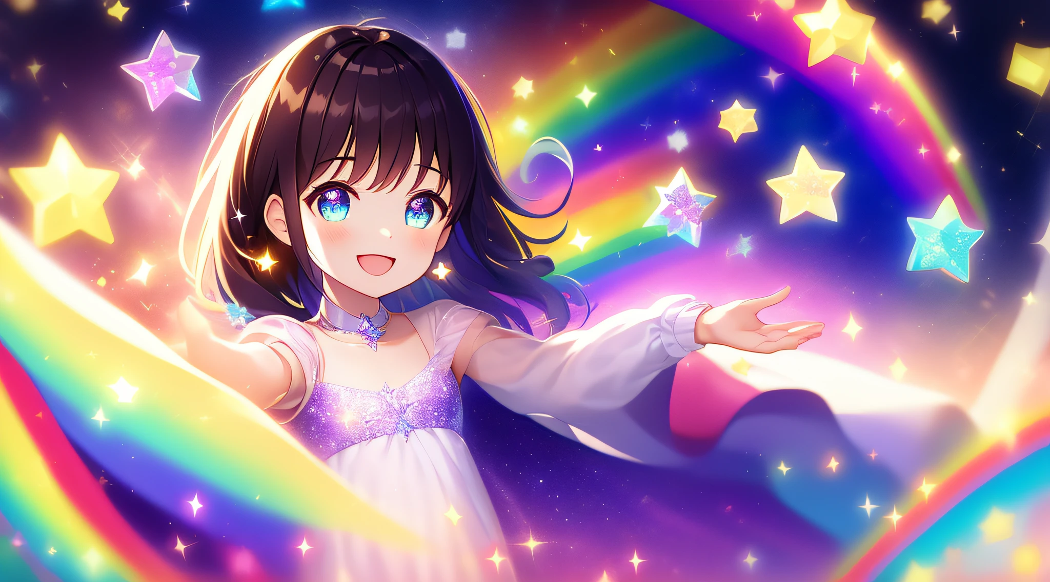 Favorite child, eye, love, eyes with twinkling stars, sparkling heart, dancing, beautiful smile, magic, mysterious worldview, spirituality, rainbow, tenderness, sparkling light, sparkle, fantasy