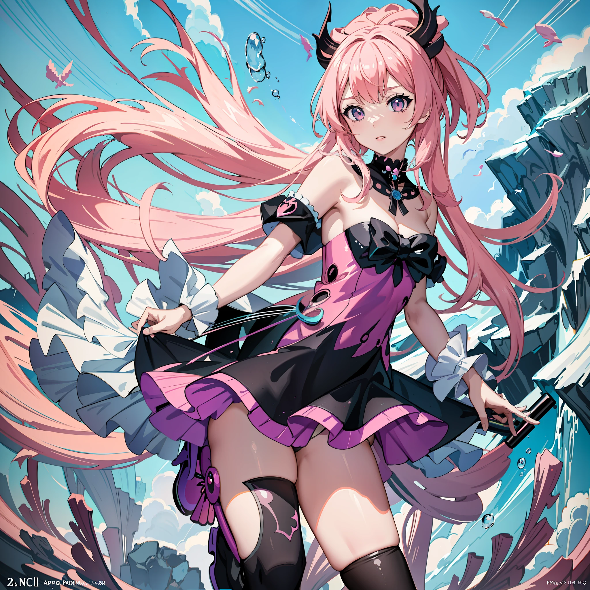 anime girl in a black and pink outfit standing in a coral reef, seductive anime girl, anime style 4 k, anime fantasy artwork, anime fantasy illustration, anime art wallpaper 4k, anime art wallpaper 4 k, 2. 5 d cgi anime fantasy artwork, splash art anime li, anime art wallpaper 8 k, 8k high quality detailed art, no panties