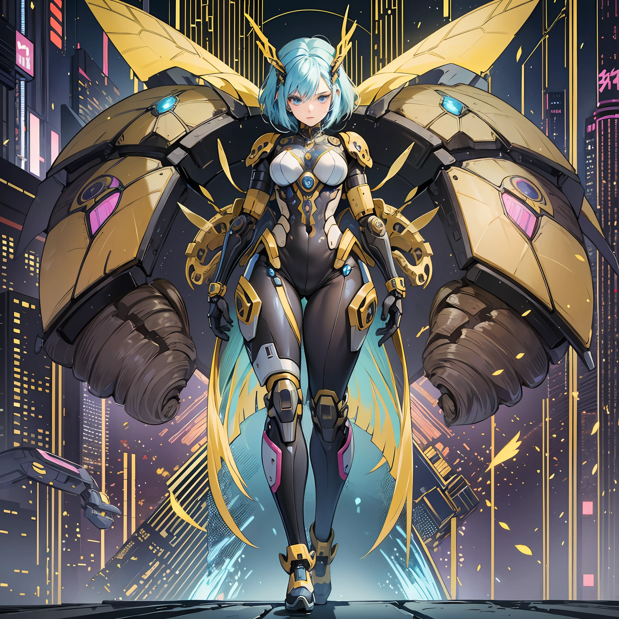 Woman in silkworm moth color costume, best anime 4K wallpaper, full body, cyberpunk silkworm moth, mechanized valkyrie girl, biomechanical, highly detailed artgerm based on silkworm moth, cyborg silk moth, anime style 4k, silkworm moth