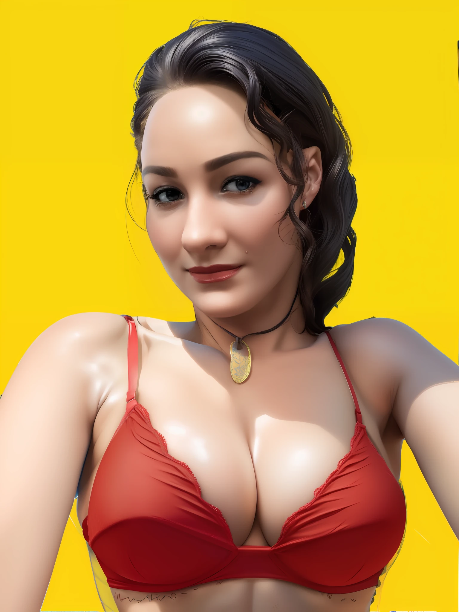redraw: (red bra) (blue bikini) (smaller size, breasts bigger than bikini, huge breasts in small bikini) (Big breasts sticking out of the bikini) ((very best quality) (hyper realistic texture) ((realista)) ((huge breasts >-- big breasts 2.50))