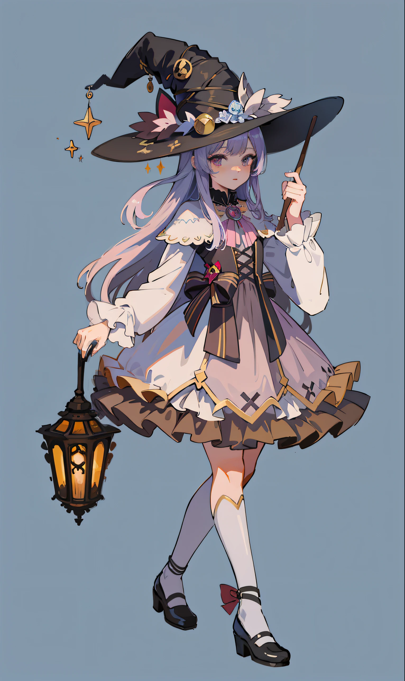 A close-up of a man with a cat and a broom, classical witch, witch girl, guvez, astral witch costume, witch core clothes, wearing long and fluent clothes, witch costume, very beautiful anime cat girl, anime full body illustration, beautiful anime cat girl, high quality anime art style, anime character magician