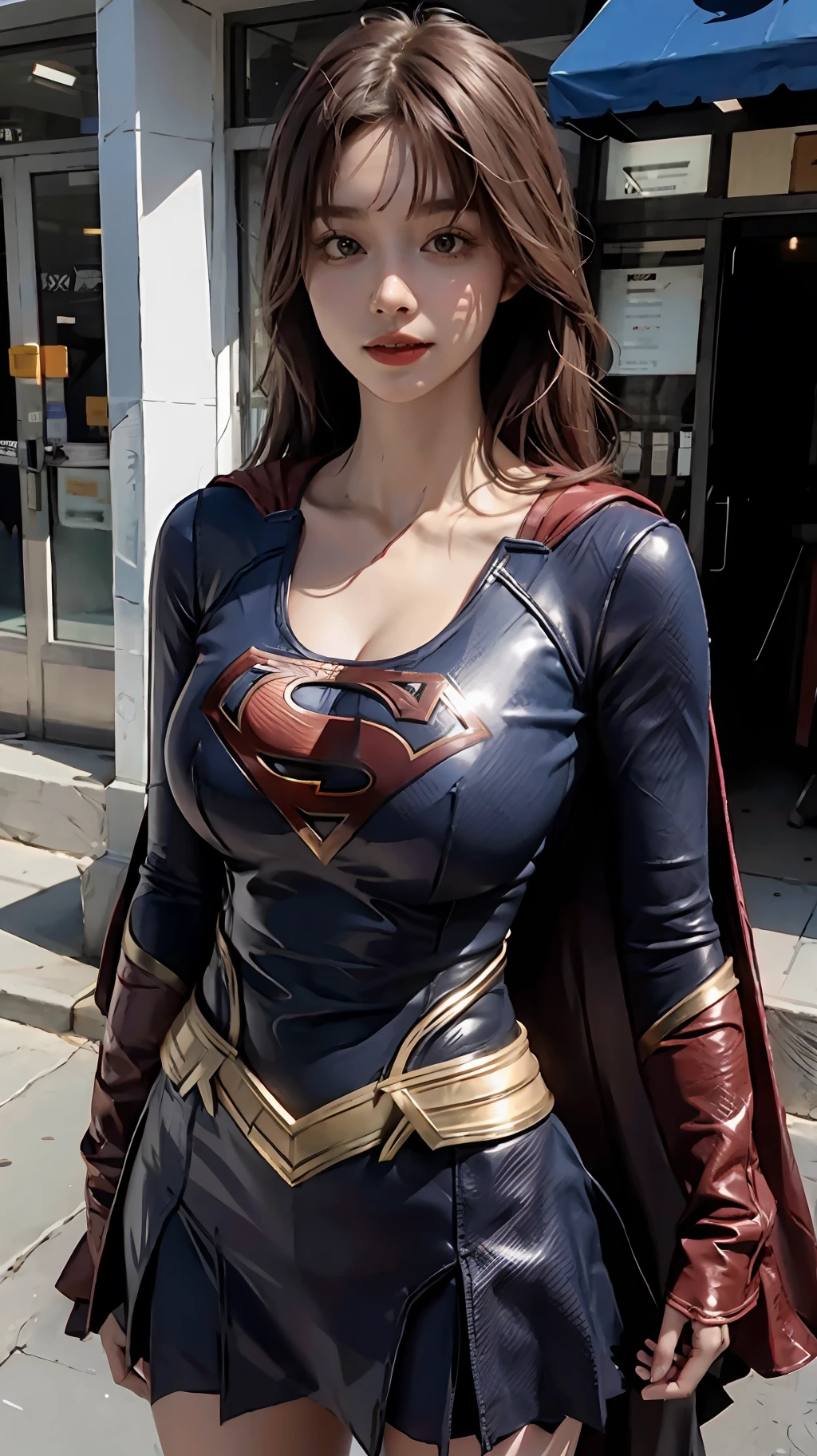Woman body set big breasts, Supergirl costume dress