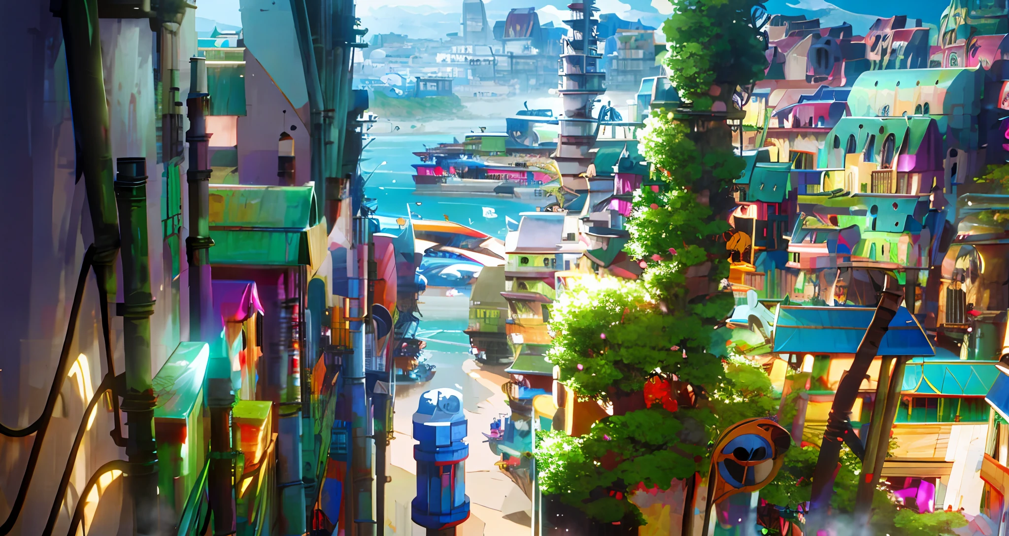 anime city with a lot of tall buildings and a river, anime style cityscape, hd anime cityscape, rio de janeiro in an anime film, anime scenery concept art, beautiful cityscape, style of makoto shinkai, in style of makoto shinkai, tokyo anime scene, makoto shinkai. —h 2160, makoto shinkai style
