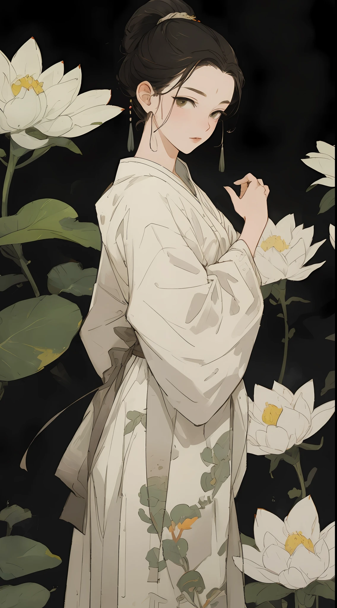 a girl, ancient chinese clothing, full body, sunlight, clear face, clean white background flowers, masterpiece, super detail, epic composition, ultra hd, high quality, extremely detailed, official art, uniform 8k wallpaper, super detail, 32k