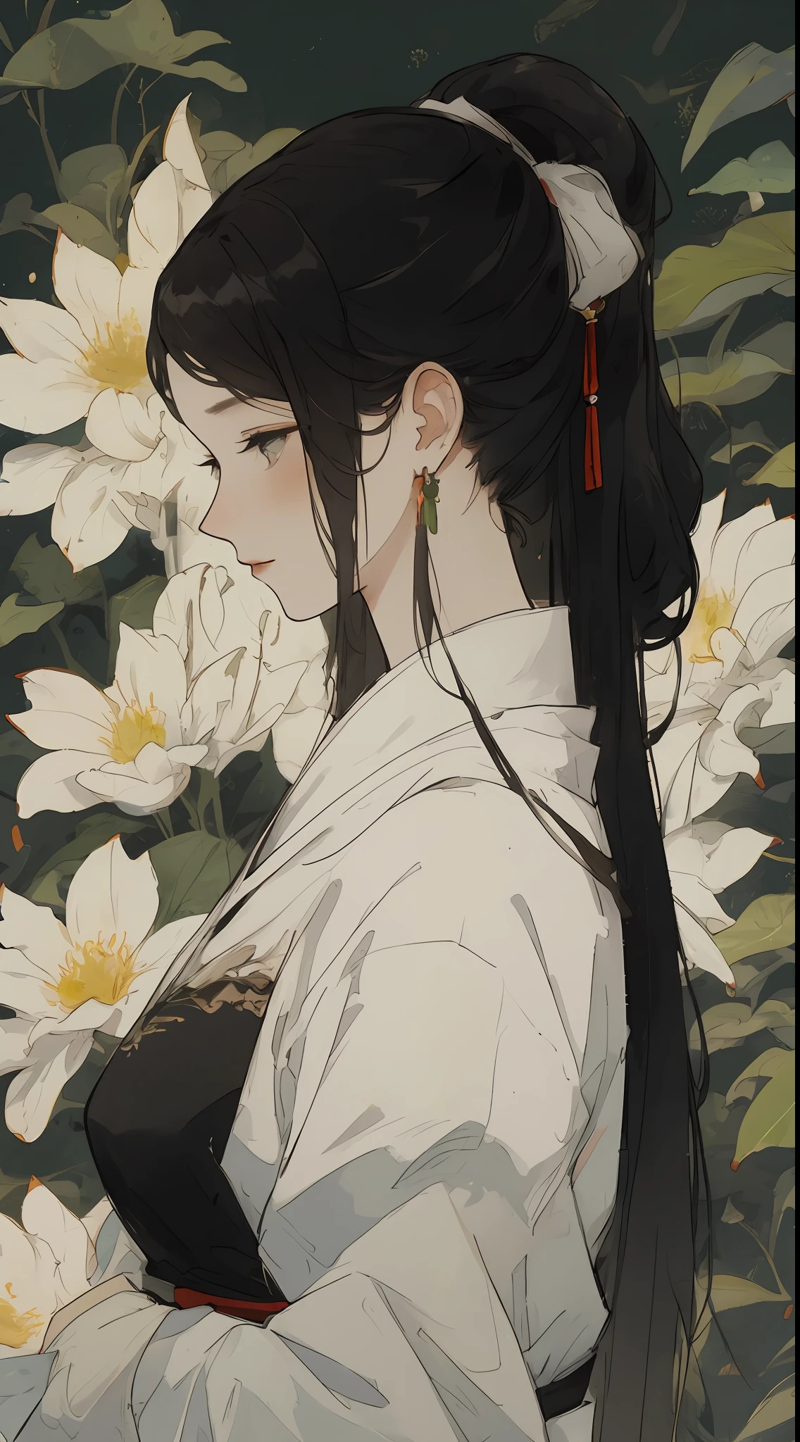 a girl, ancient chinese clothing, full body, sunlight, clear face, clean white background flowers, masterpiece, super detail, epic composition, ultra hd, high quality, extremely detailed, official art, uniform 8k wallpaper, super detail, 32k