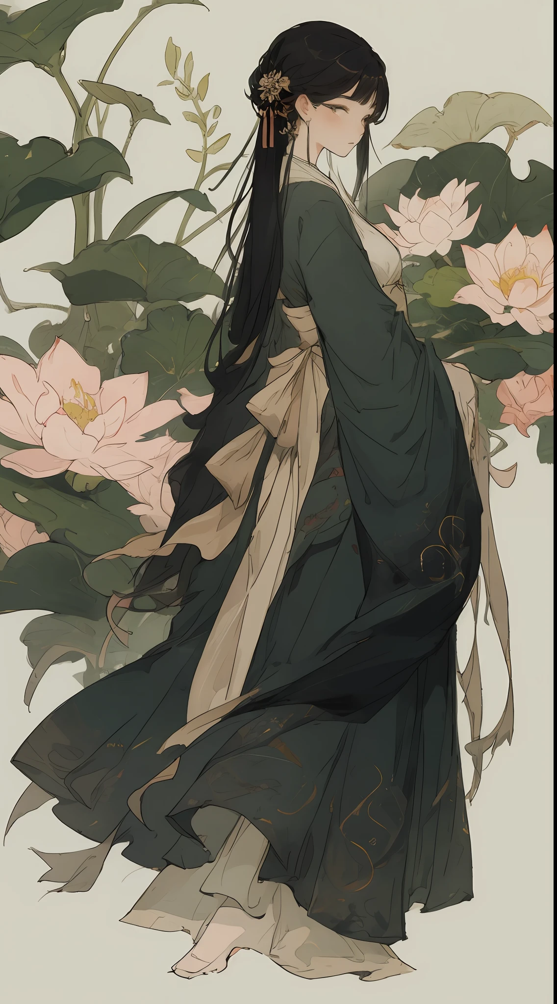 a girl, ancient chinese clothing, full body, sunlight, clear face, clean white background flowers, masterpiece, super detail, epic composition, ultra hd, high quality, extremely detailed, official art, uniform 8k wallpaper, super detail, 32k