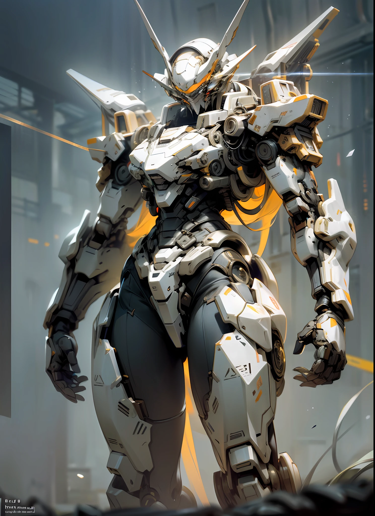 (Intricate Detail: 1.22), HDR, (Complex Detail, Hyperdetail: 1.2), Full Body, Cinematic, Intense, Cinematic Composition, Cinematic Lighting, (Edge Lighting: 1.3), Color Grading, Focus, Mecha Girl