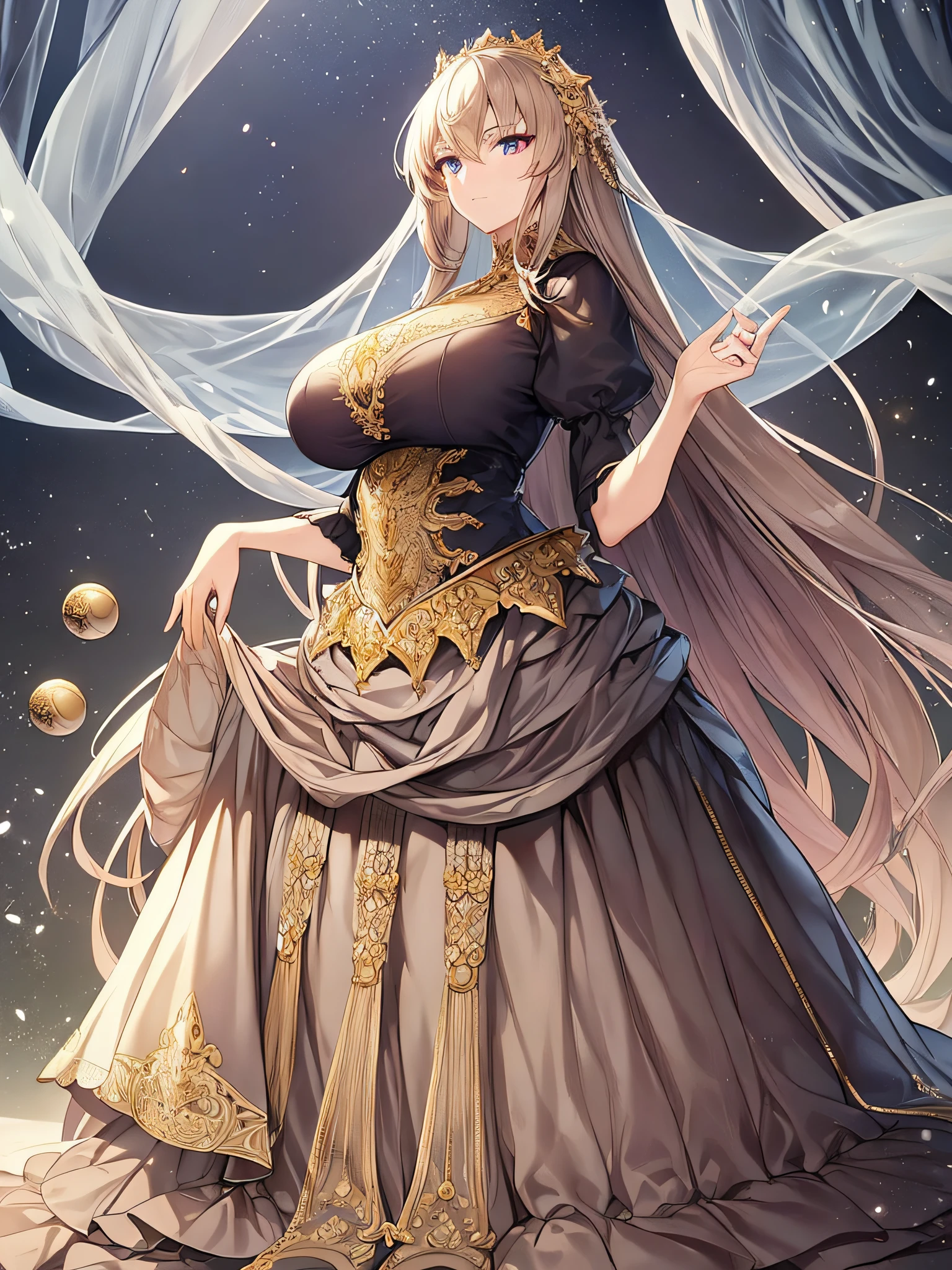 ((anime moe artstyle)),(Masterpiece),(Best Quality), (Super Detail),Illustration,((Very Delicate and Beautiful)),Focus on character,Dynamic Angle,Looking at viewer,(((Solo))),((Full body)),(((one gorgeous princess in ball gown with a voluminous skirt))),detailed face and eyes,jewel-like eyes,(Very Long Hair),gorgeous embroidery and lace,See-through,ornate ruffles,(gigantic breasts,Long breasts),jeweled ball gown,(gorgeous ball gown with a voluminous skirt),((lift up the hem of dress)),