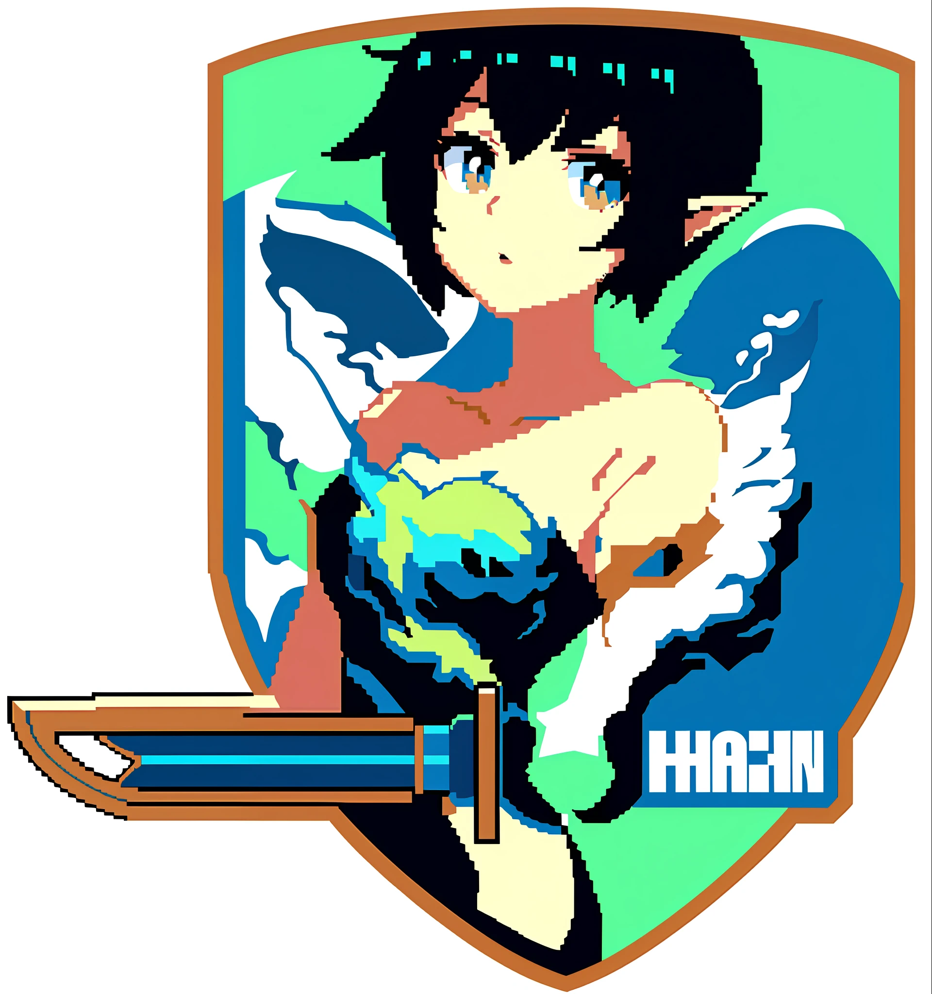(Masterpiece, top quality, best quality), girl, upper body, pixel, pixel art, black hair, white skin, Pixie Cut