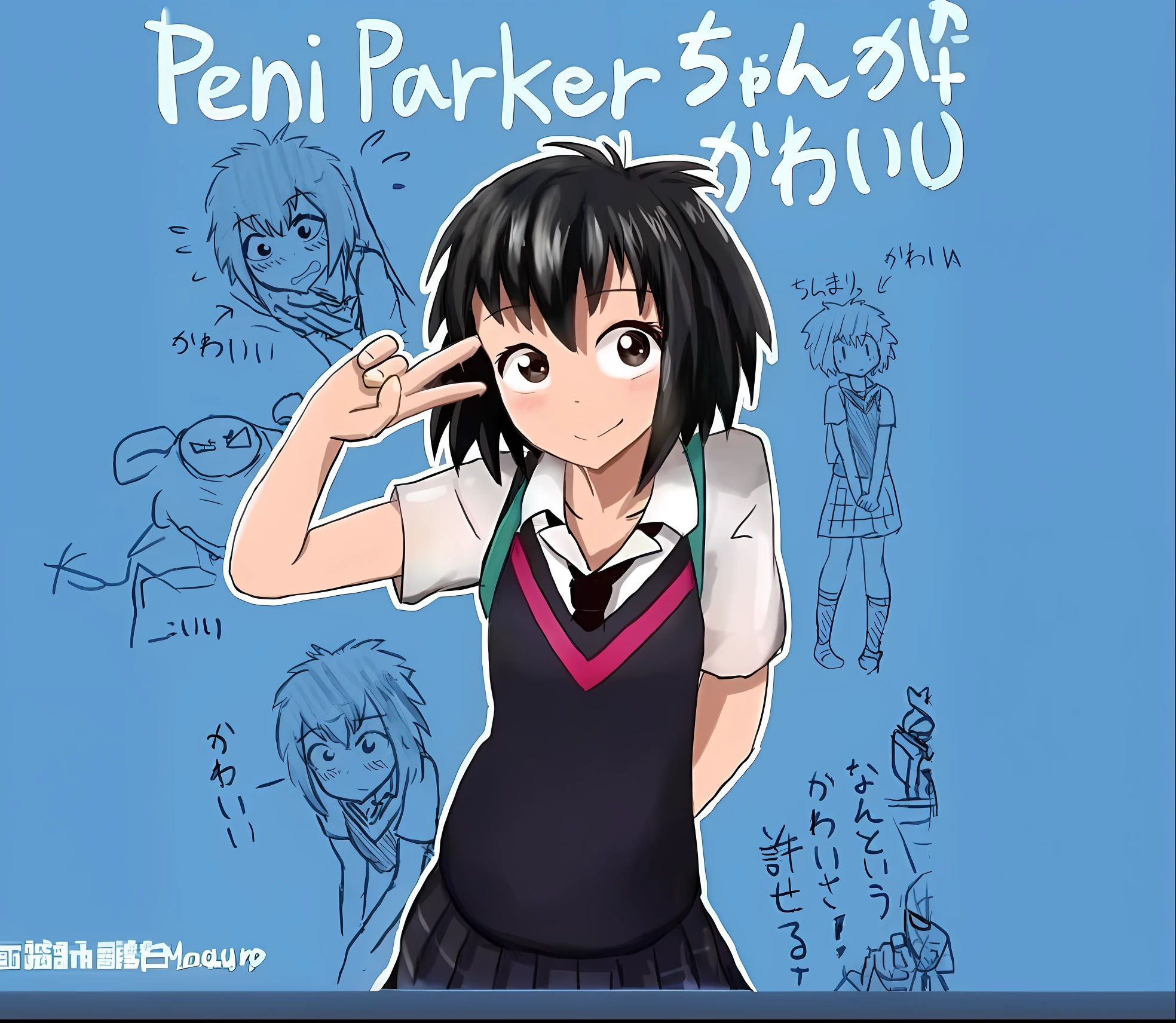 a close up of a person in a school uniform with a blue background, fubuki, yandere, yandere. tall, anime visual of a cute girl, gapmoe yandere, in an anime style, tsubasa nakai's style, in anime style, anime cover, anime moe artstyle, inspired by Ib Eisner, lain iwakura