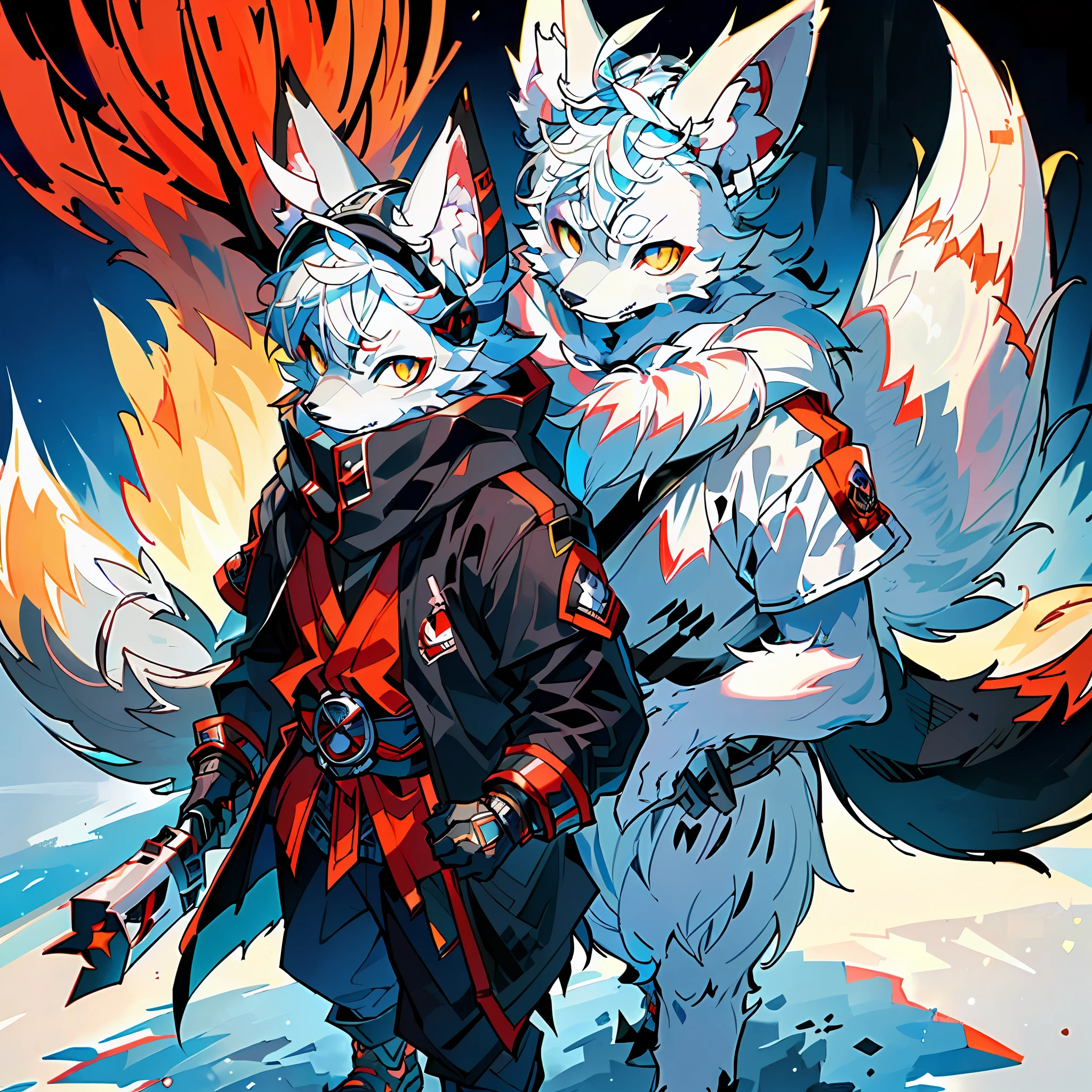 (Best Quality), (Masterpiece), ((Solitary)), (Ultra Detailed), (Furry), Furry, (Male Arctic Fox: 1.5), (Grey Skin: 1.3), (Fluffy Tail: 1.2), Character Focus, (Golden Eyes), (Arctic Fox's Claws), (Grey Ears), Sharp Focus, (Furry Animal Ears), ((Wearing a Cloak)), ((Assassin's Creed Style)), ((Assassin's Costume)), ((Walking on a Dark Street)), (( Night 1.2)), (((Dark Scene 1.2))