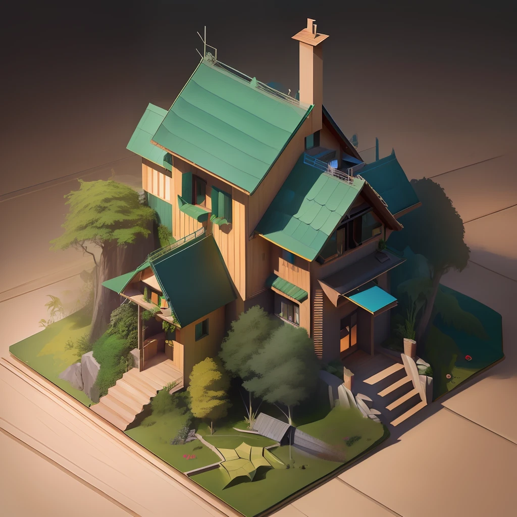 Generate house in jungle, front sea,( in swetzerland)