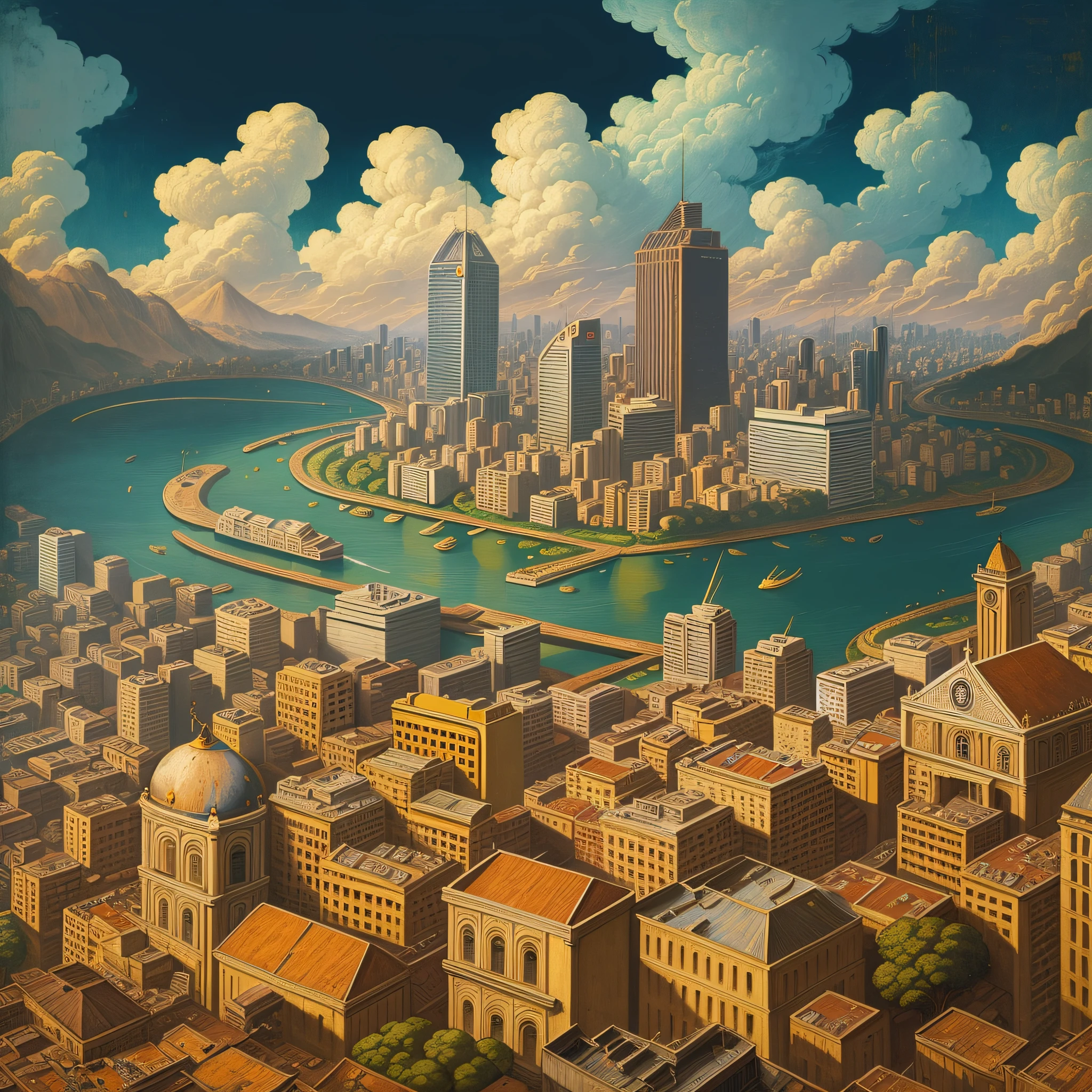 Leonardo da Vinci painting the city of São Paulo as he imagines it to be --auto --s2
